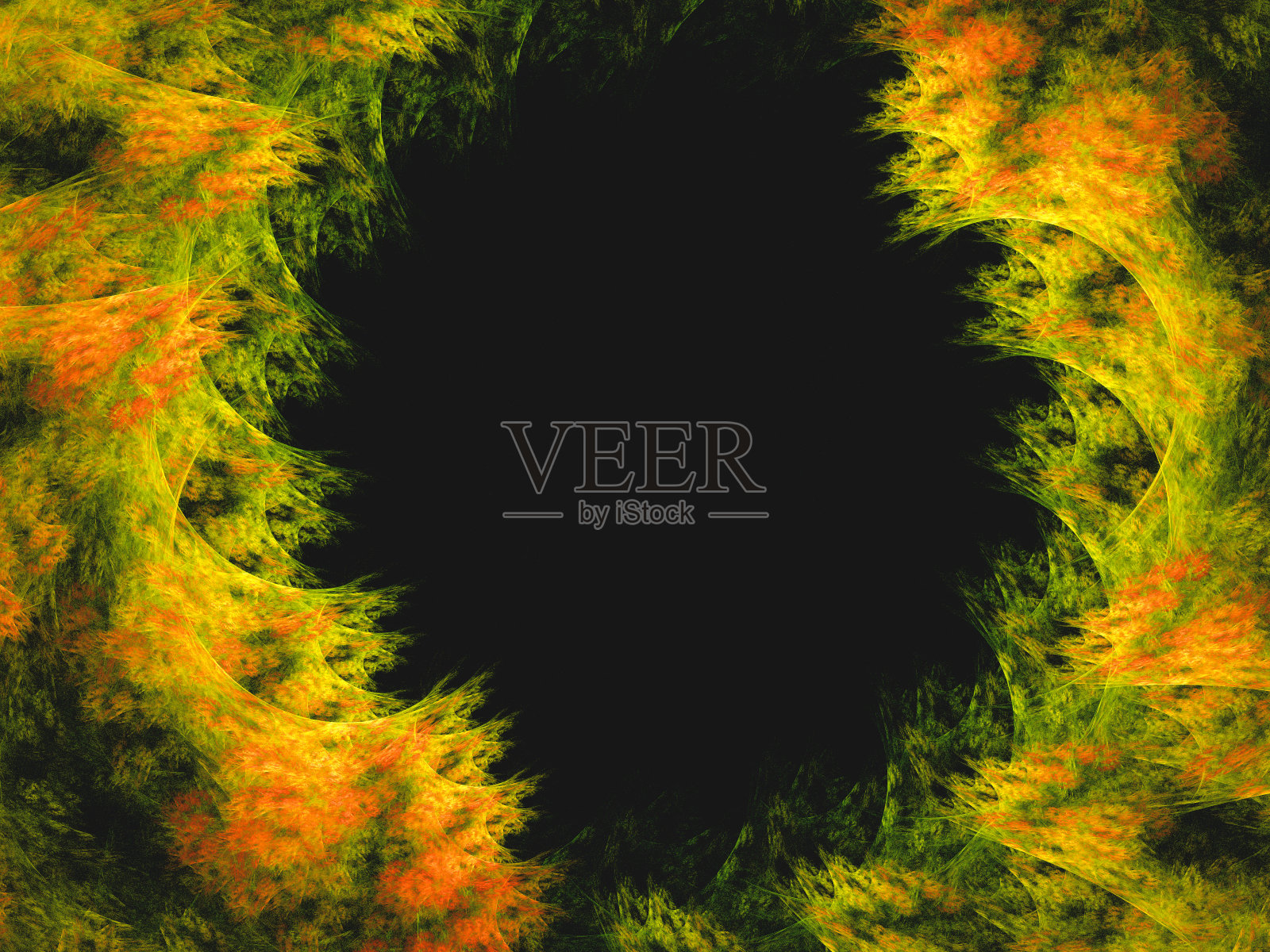 抽象的分形艺术背景，让人联想到叶状植物。计算机生成的分形插画艺术性质。插画图片素材