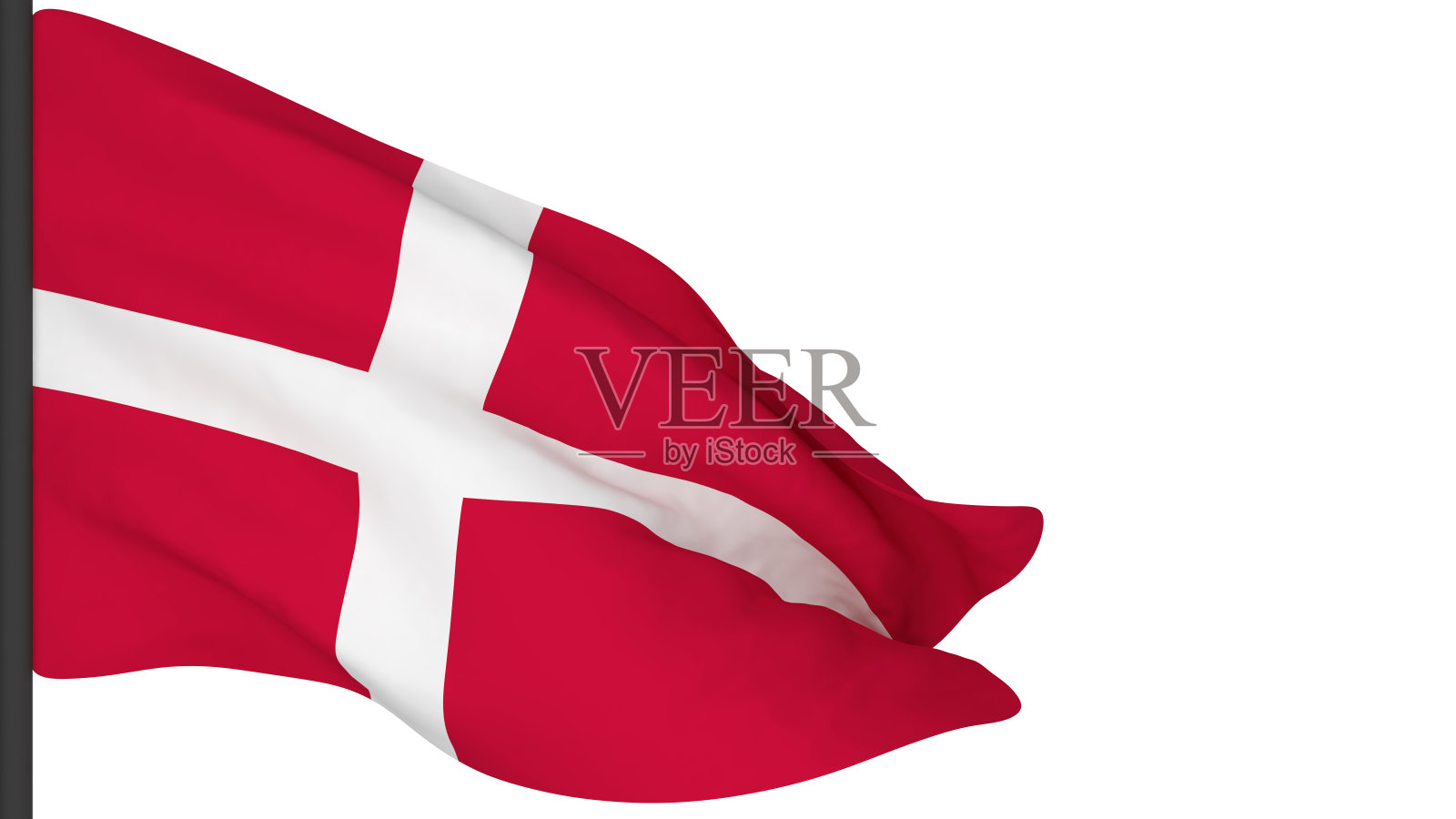 国旗背景图片，随风飘扬的国旗，3d渲染，丹麦国旗照片摄影图片