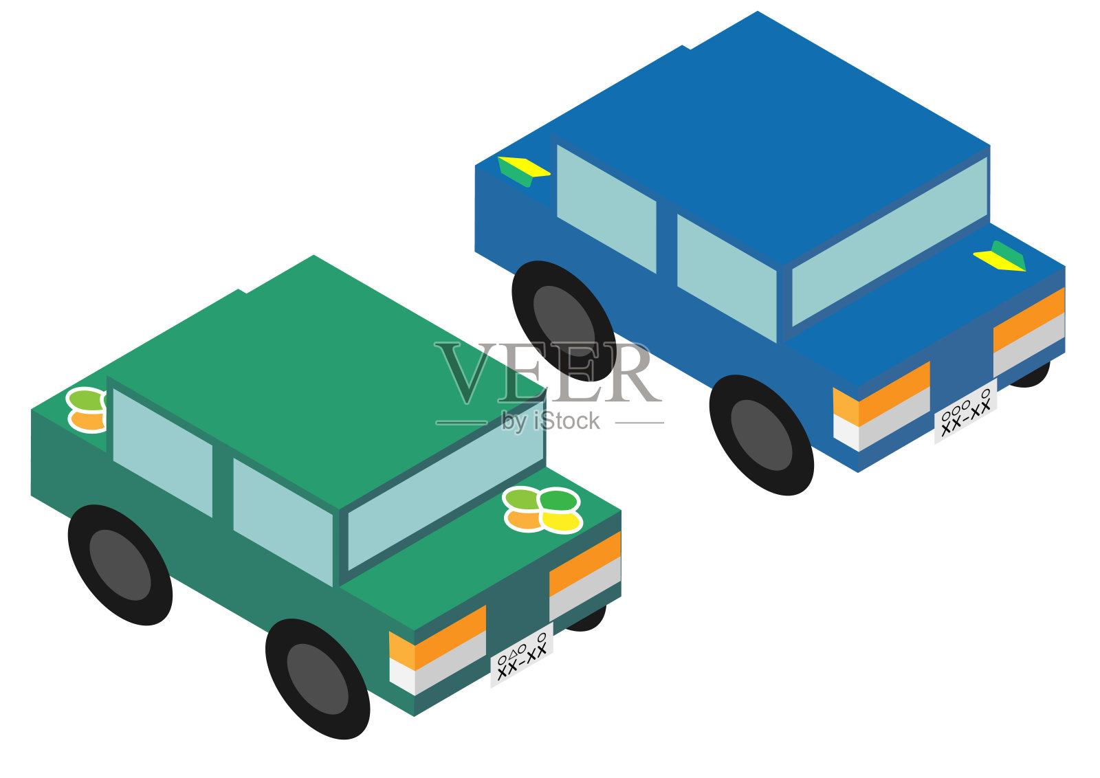 等距若叶标志和桃面标志车设计元素图片