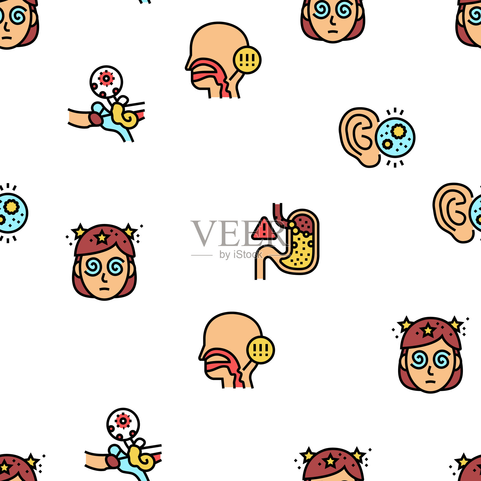 耳鼻喉科治疗向量无缝模式插画图片素材