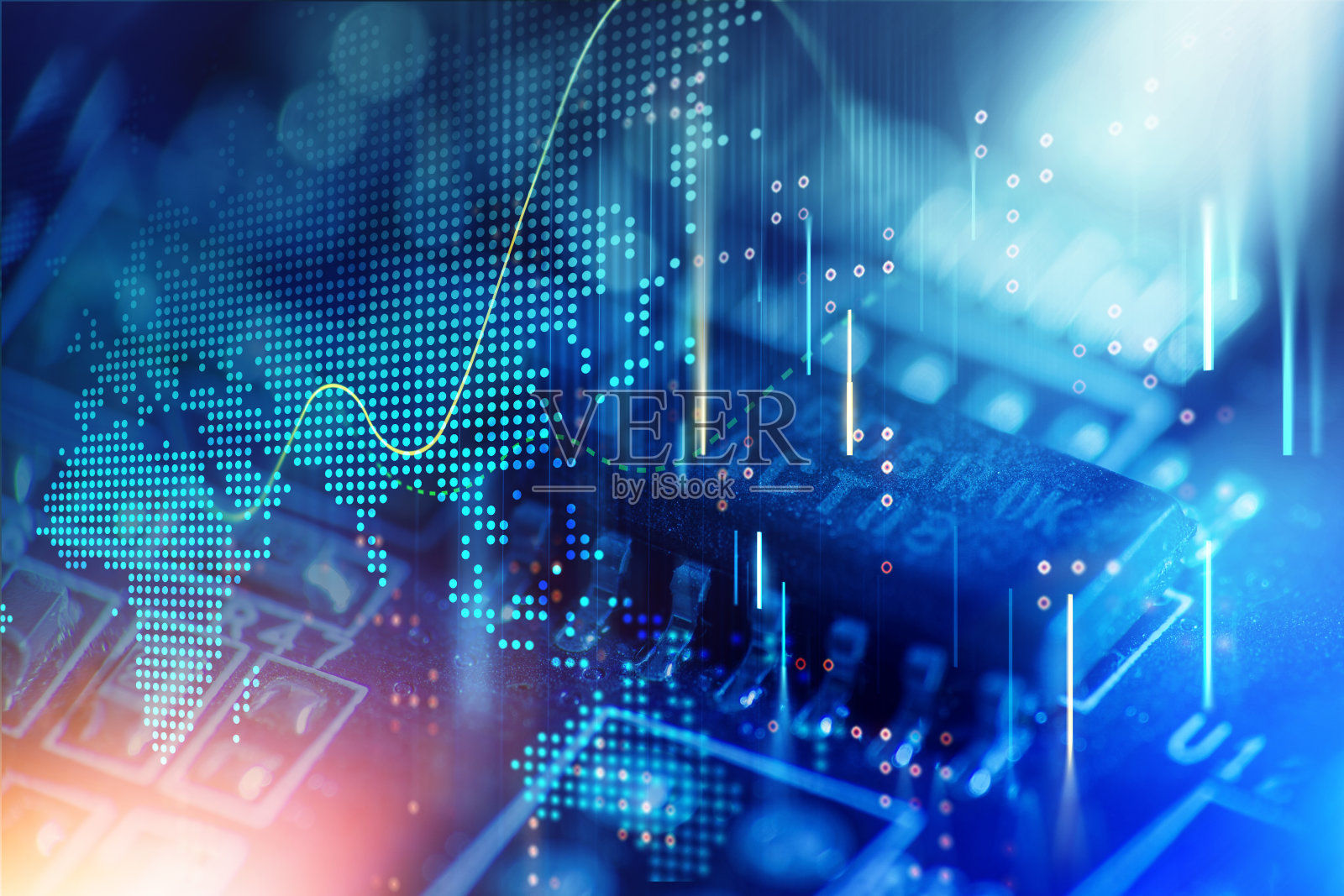 数据技术计算机生成数字货币和交易所股票图表，用于金融和经济显示照片摄影图片