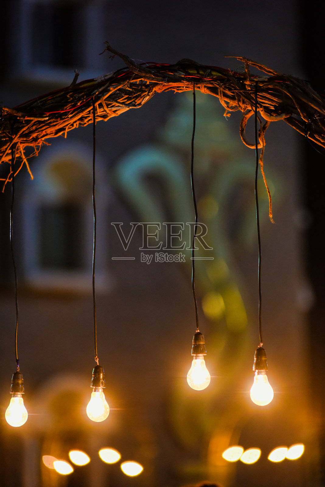 奢华美丽的复古爱迪生灯装饰照片摄影图片