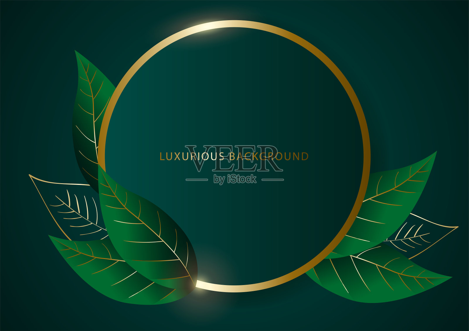 豪华抽象的叶子与金色框架插画图片素材