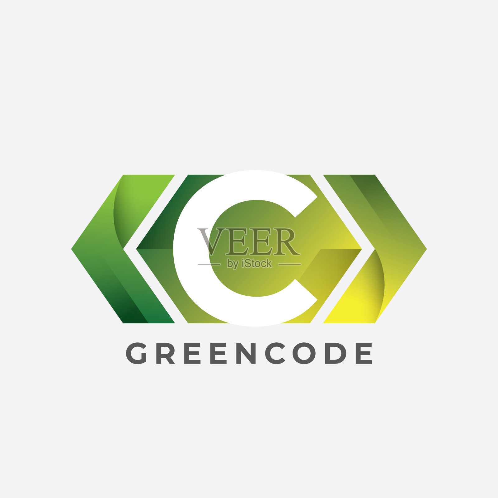 程序标志用字母C设计。代码图标在时尚的平面风格孤立在白色背景。插画图片素材