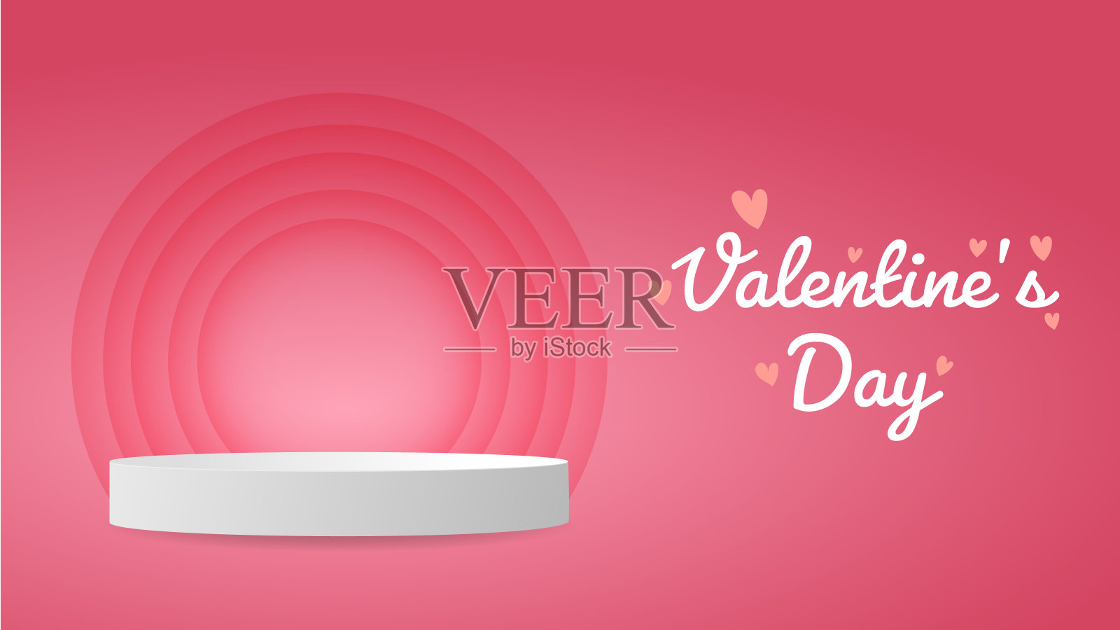 粉色讲台最小背景在情人节，3D舞台讲台展示产品，站展示化妆品产品，插图3D矢量EPS 10插画图片素材