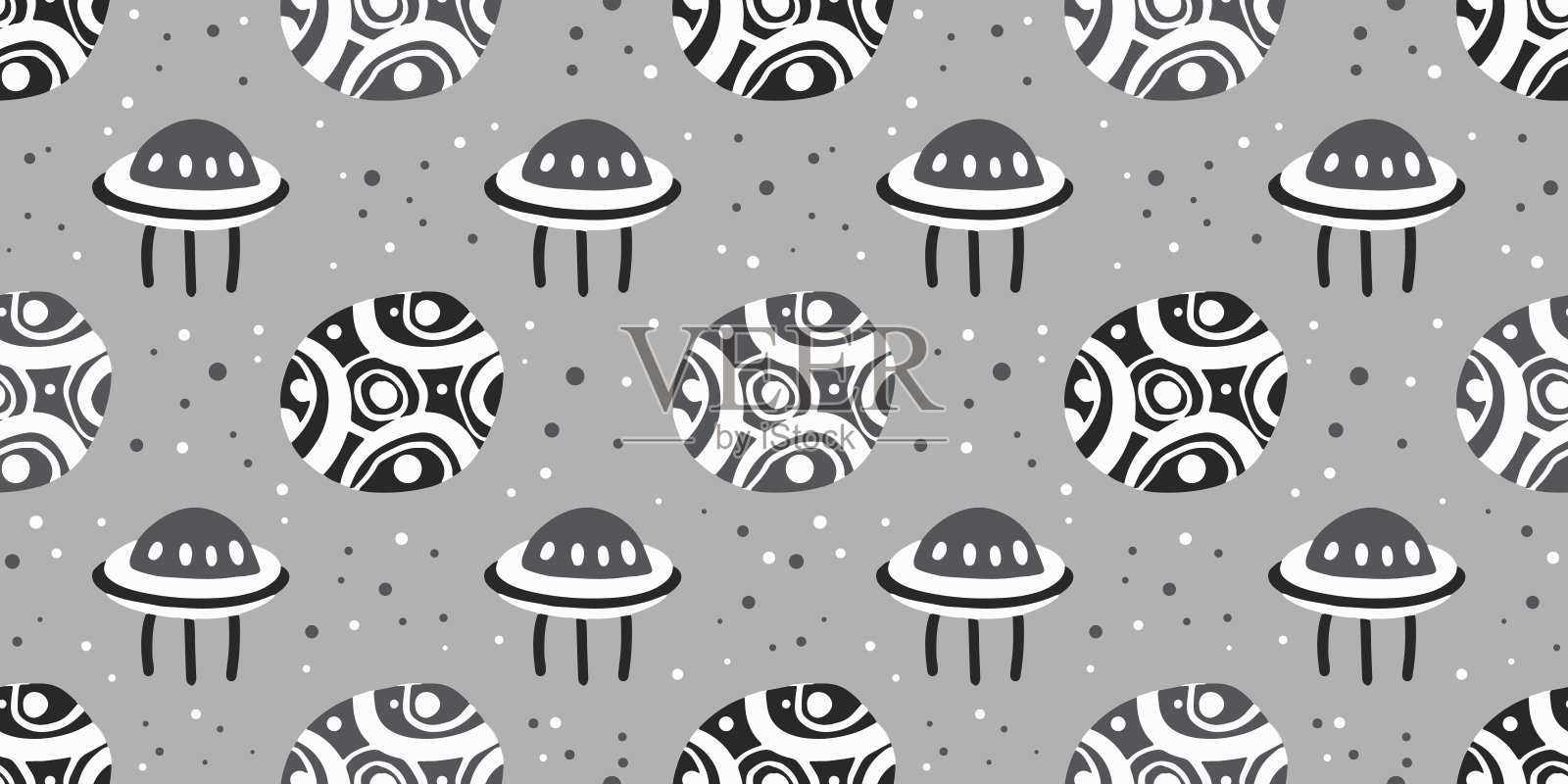 空间无缝模式。宇宙或宇宙中的不明飞行物插画图片素材