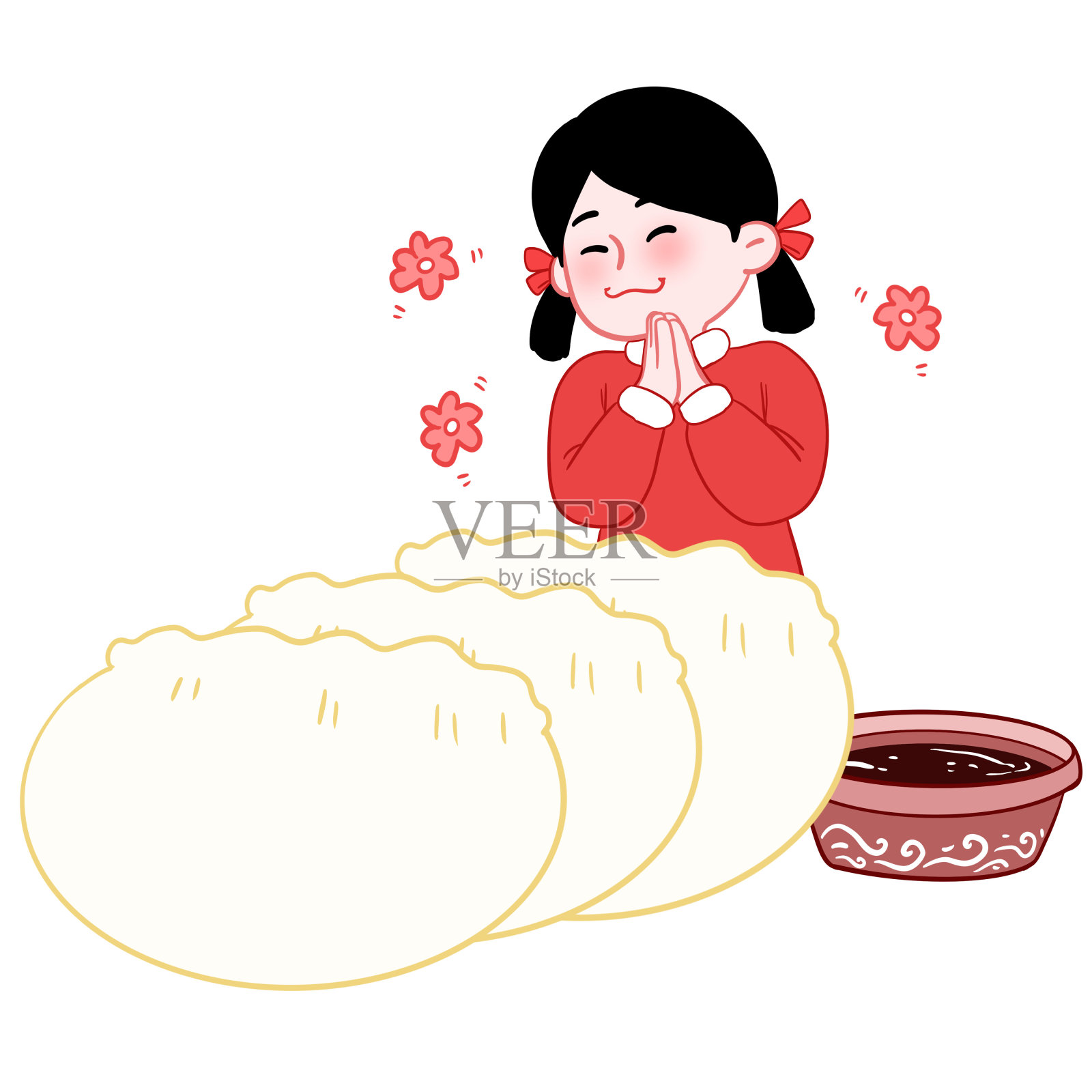 立冬大雪冬天春节饺子和人设计元素图片