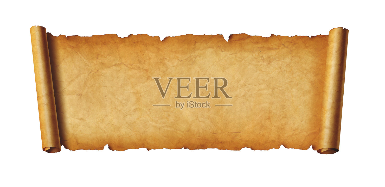 旧纸横旗。羊皮卷孤立在白色上照片摄影图片