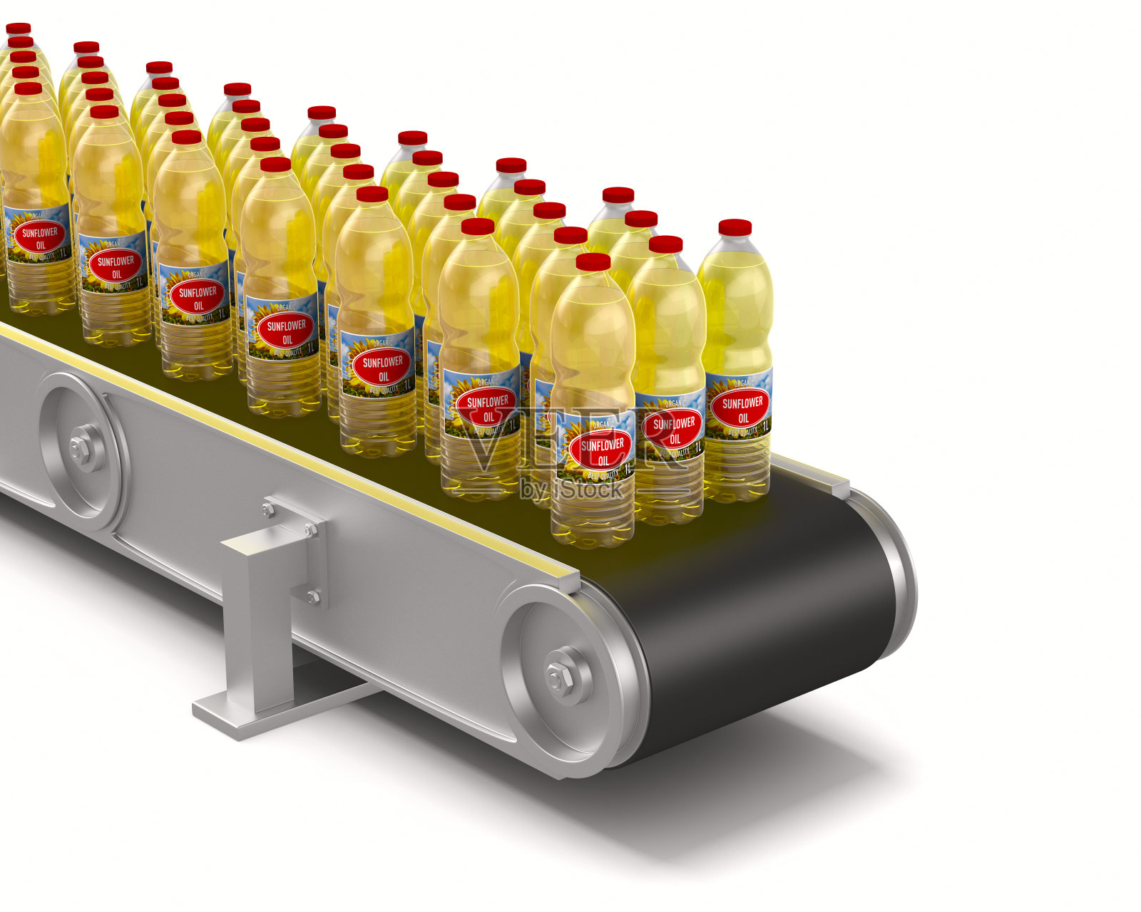 向日葵油和输送机在白色背景。孤立的3 d演示照片摄影图片