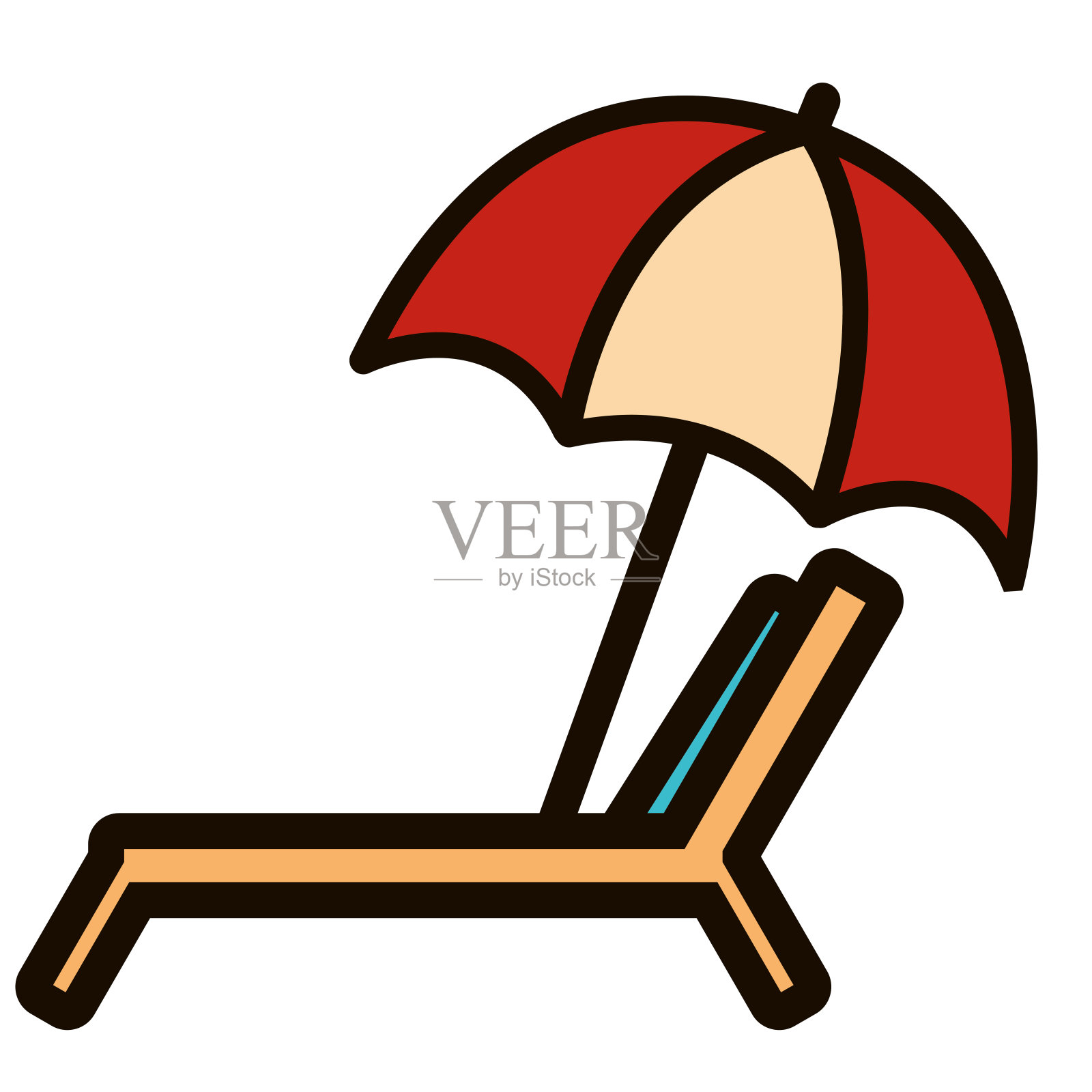 孤立的椅子伞夏天图标矢量插图插画图片素材