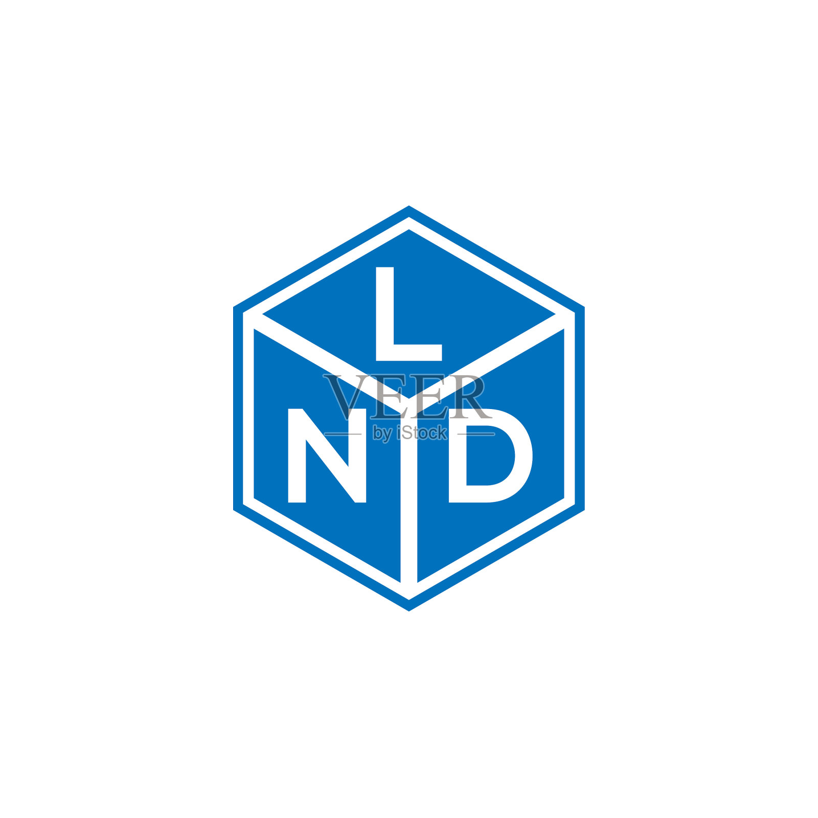 LND字母标志设计在黑色背景的LND插画图片素材