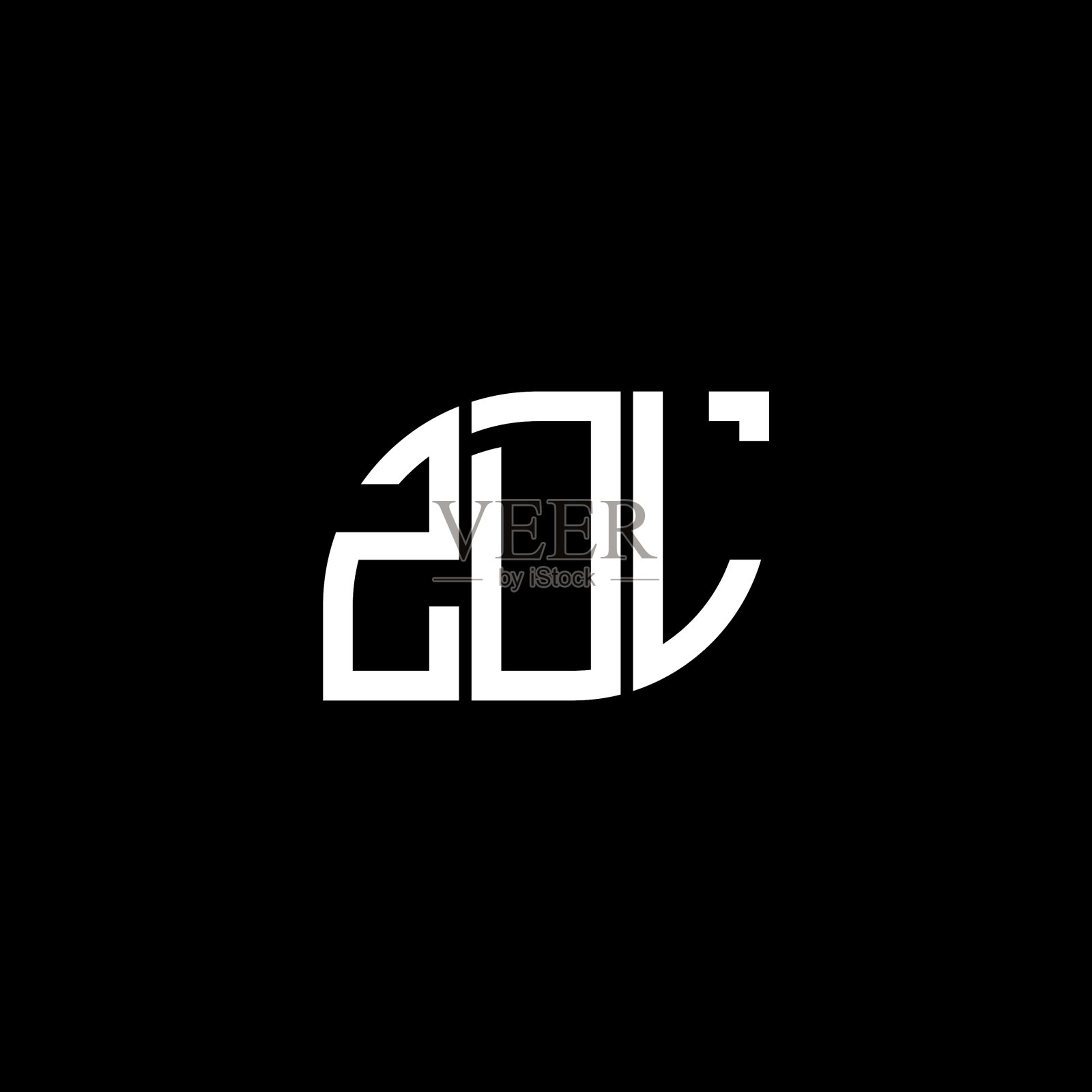 ZDL字母标志设计上的黑色背景ZDL插画图片素材