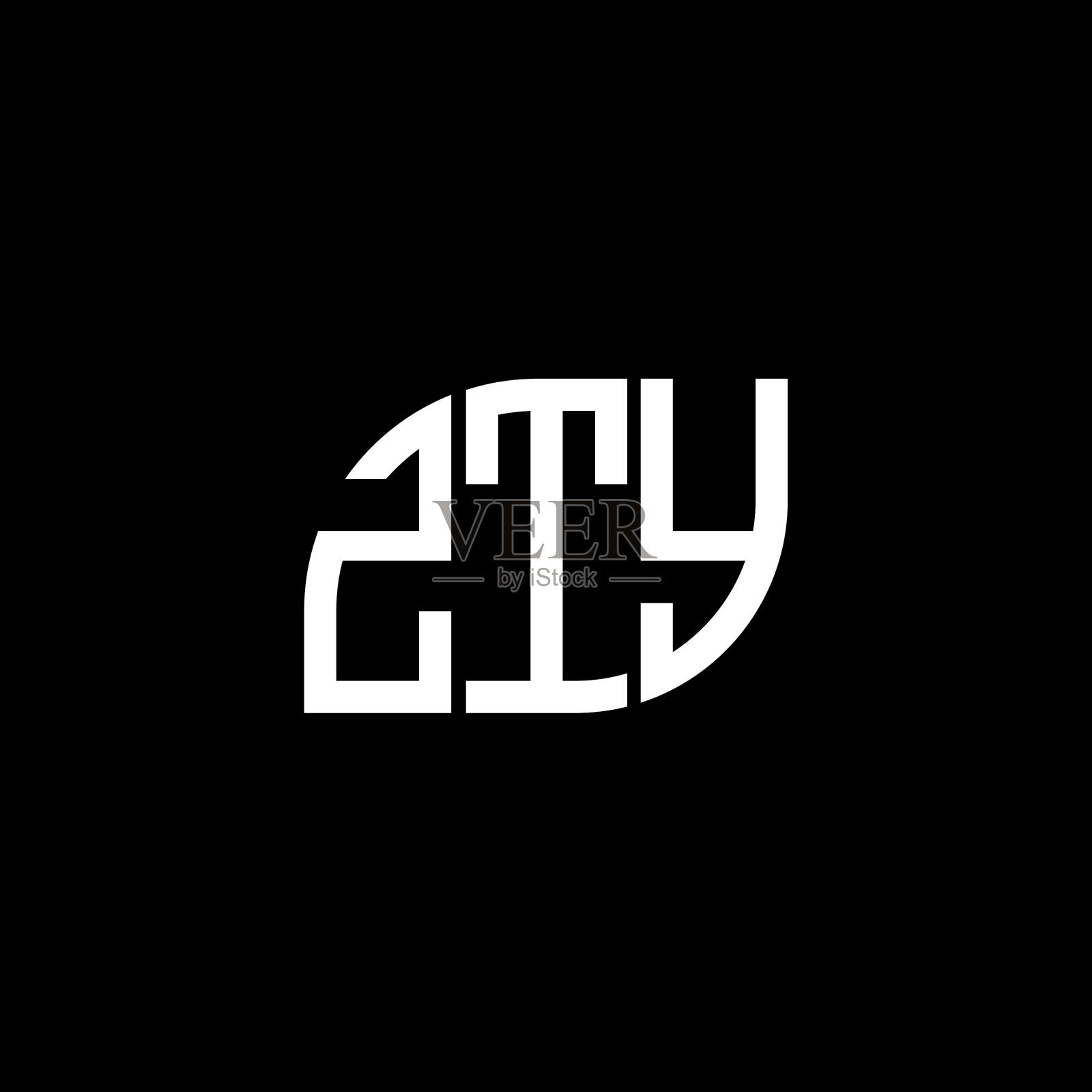 Zty字母标志设计在黑色背景Zty设计元素图片