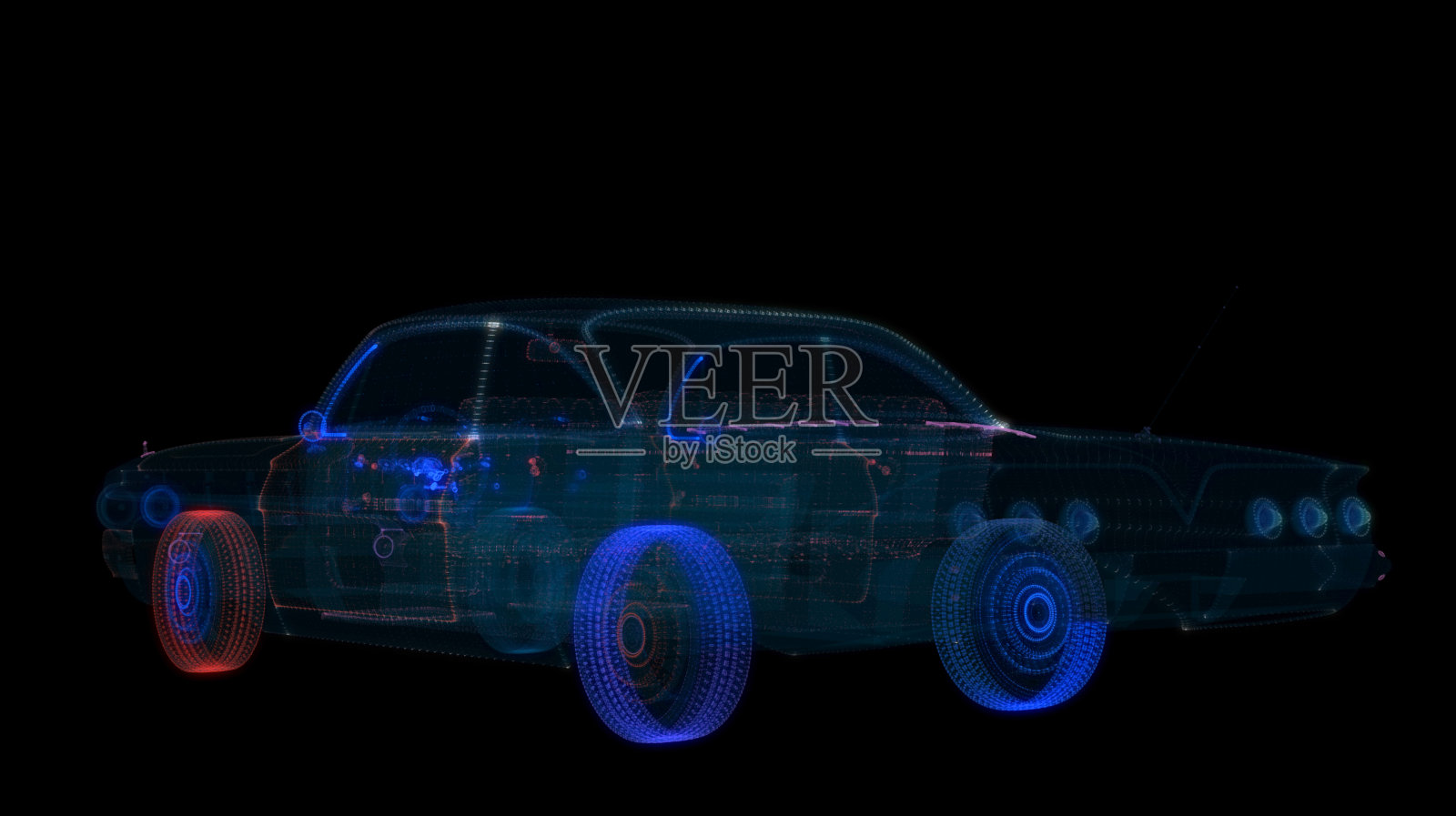 粒子智能车三维全息图照片摄影图片