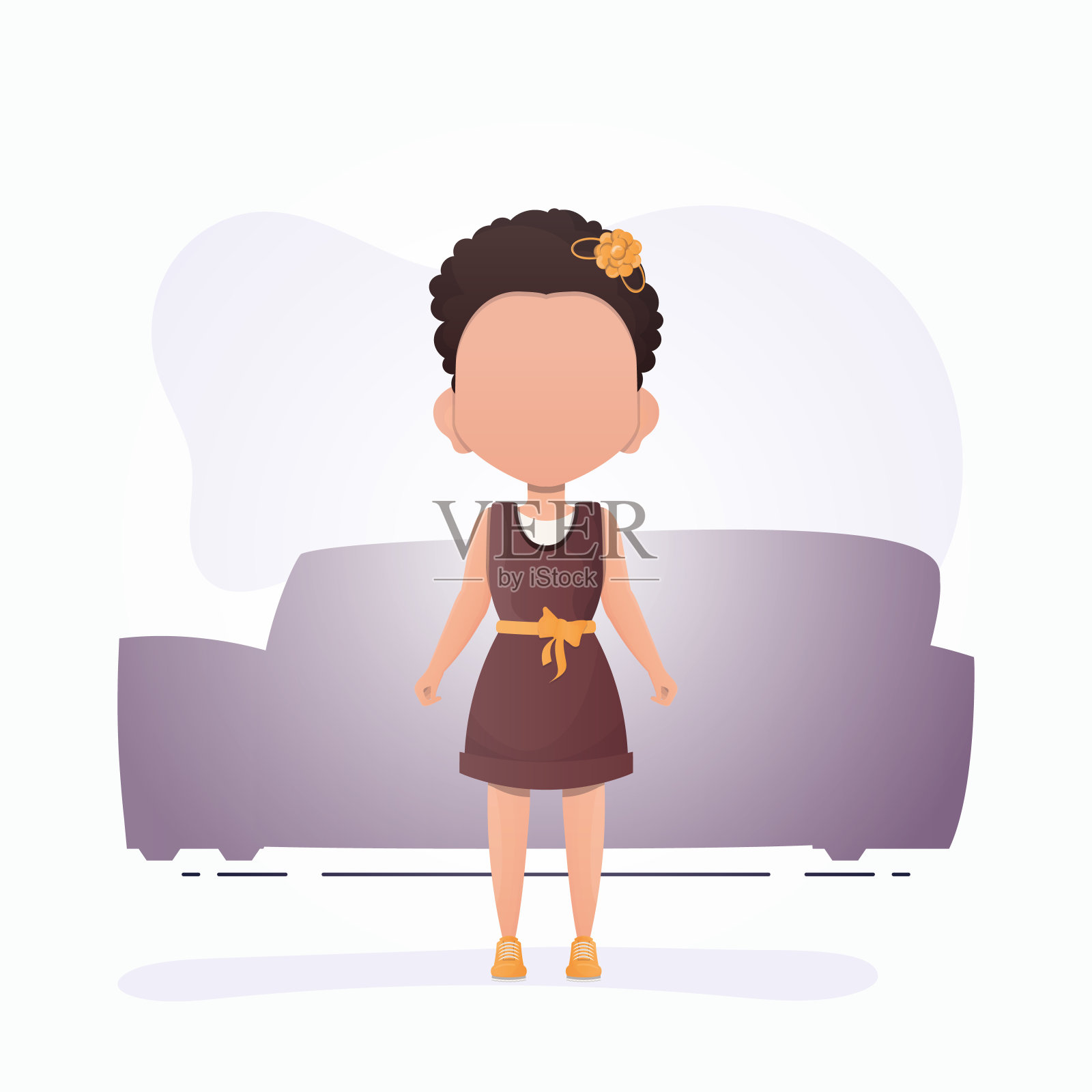 可爱的女孩在卡通风格。海报上是一个正在成长的少女。矢量插图。插画图片素材