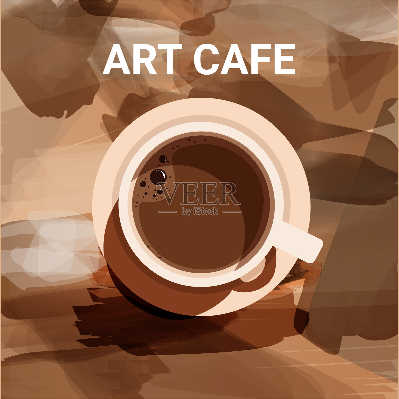 矢量插图杯新鲜的咖啡或咖啡豆平坦的风格。餐厅，海报，横幅，卡片的装饰设计插画图片素材