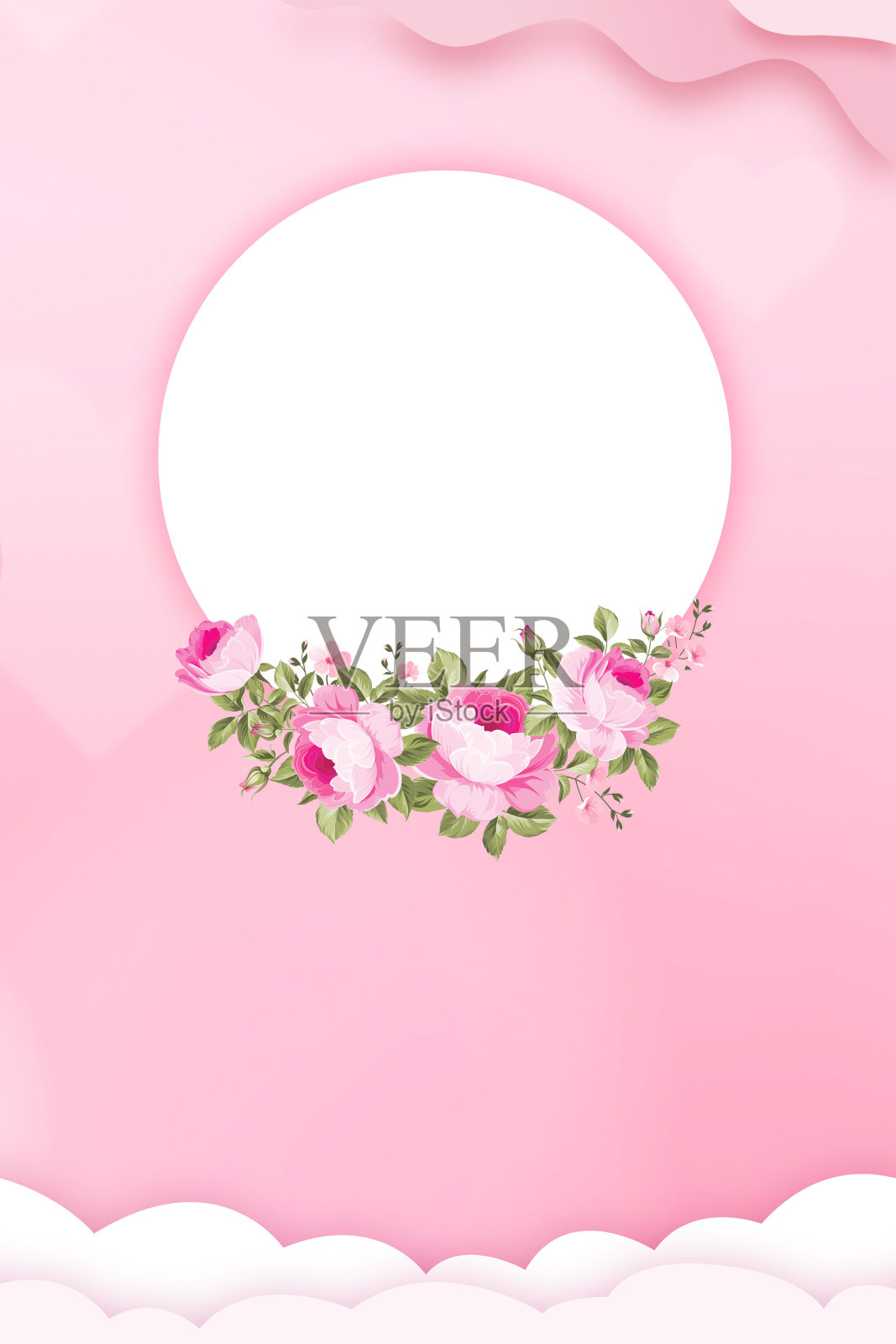 粉红色花圈背景插画图片素材