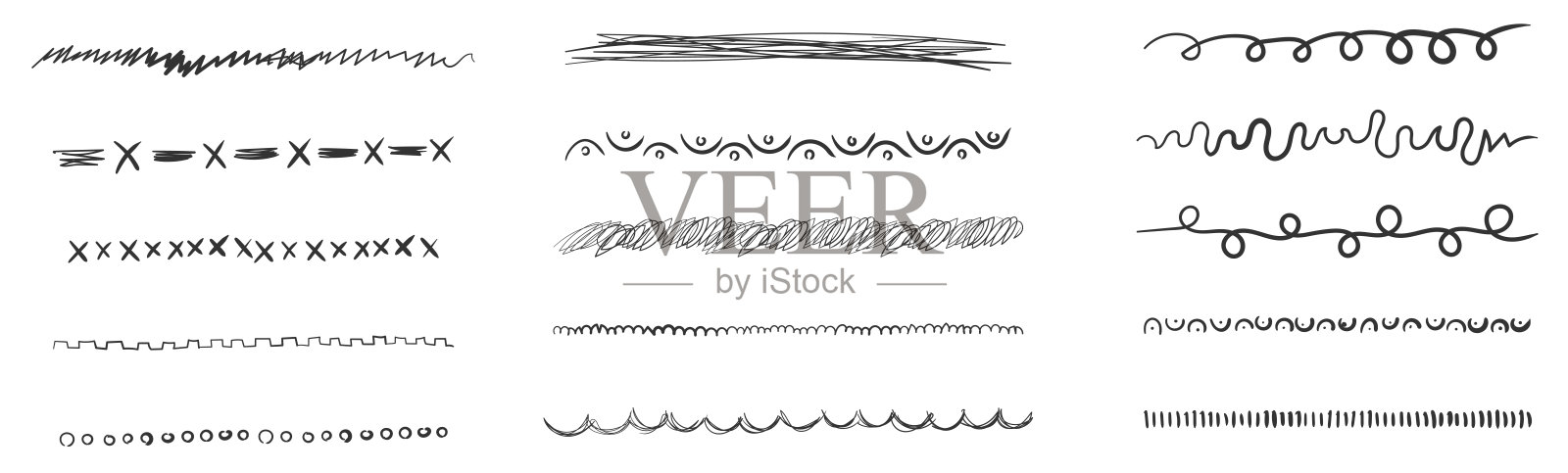 波浪线手绘涂鸦，涂鸦笔刷插画图片素材