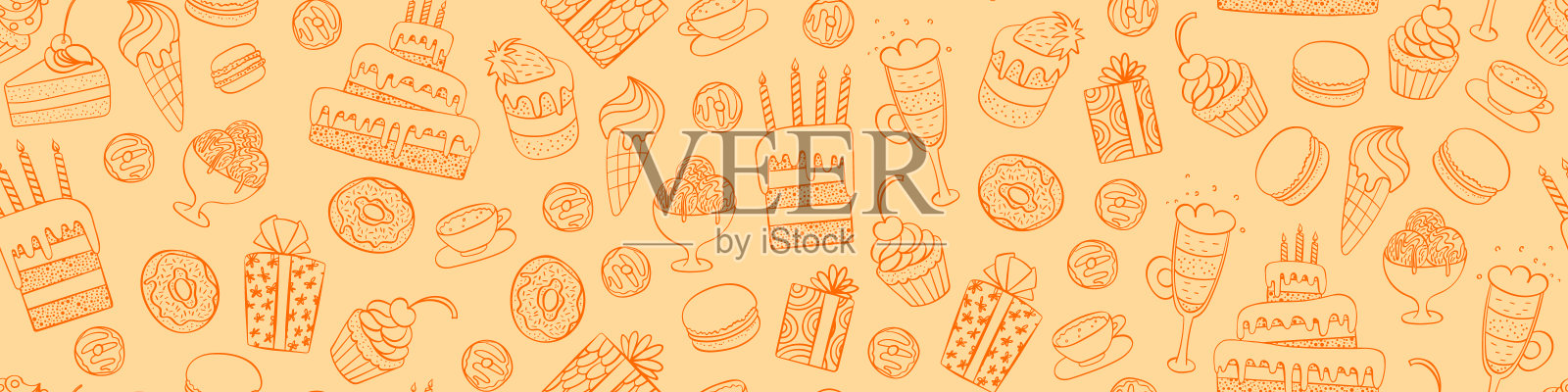 礼品和甜点的无缝模式。插画图片素材