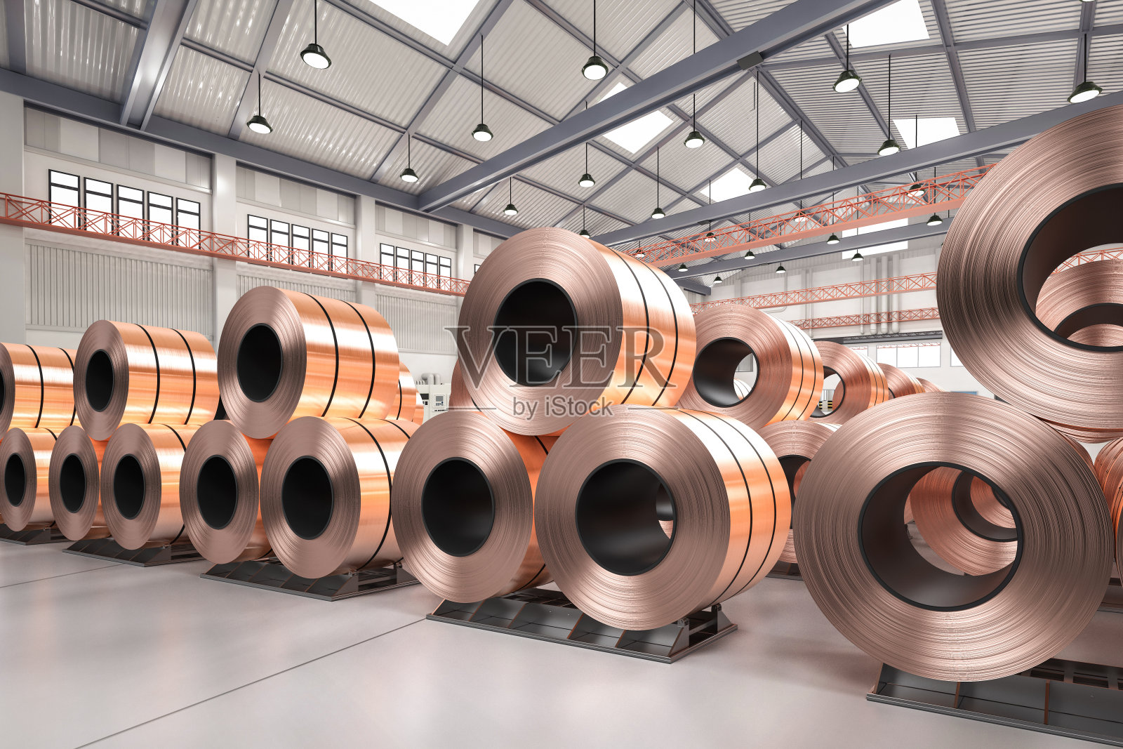 一卷铜片或一堆铜带照片摄影图片