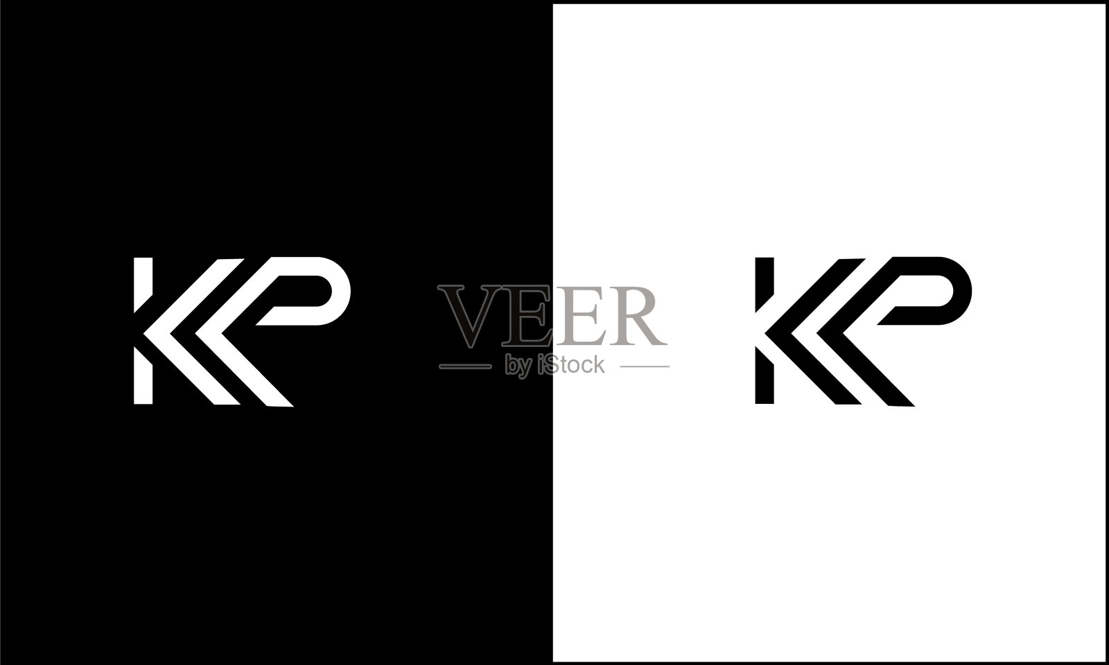 KP, PK抽象字母标志组合插画图片素材