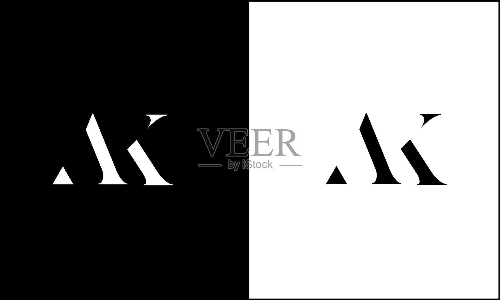 AK, KA抽象字母标志组合插画图片素材