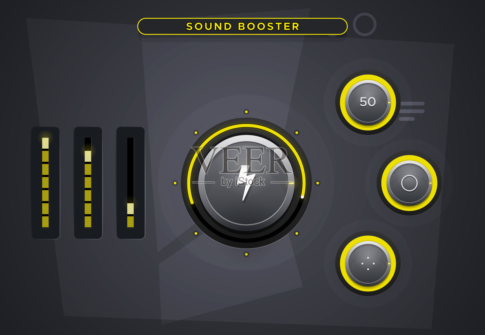 音量控制面板与金属旋钮-股票向量插画图片素材