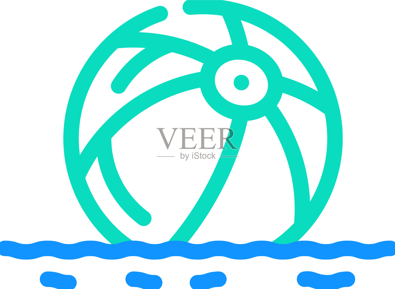 在海色图标中打球的球插画图片素材