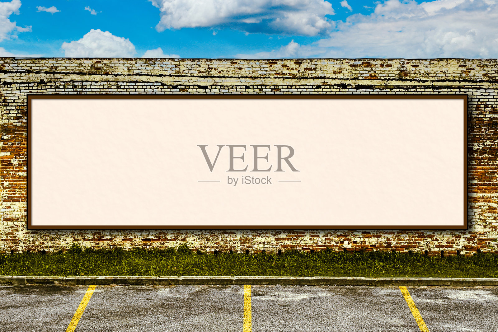 砖墙商店停车场空的标志停车场空间封闭的复制空间建筑照片摄影图片