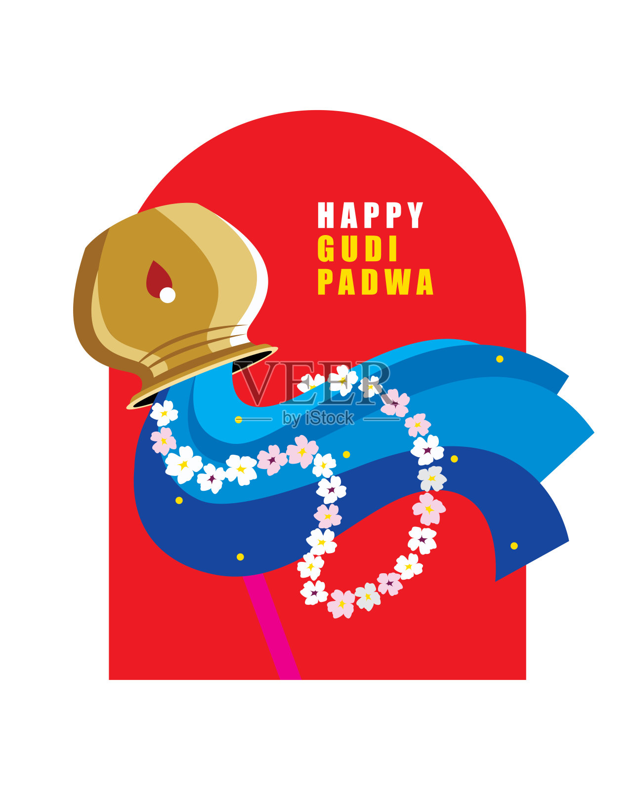 古迪矢量平面图解或古迪帕德瓦表示春天的到来。作为马拉地人的新年庆祝插画图片素材