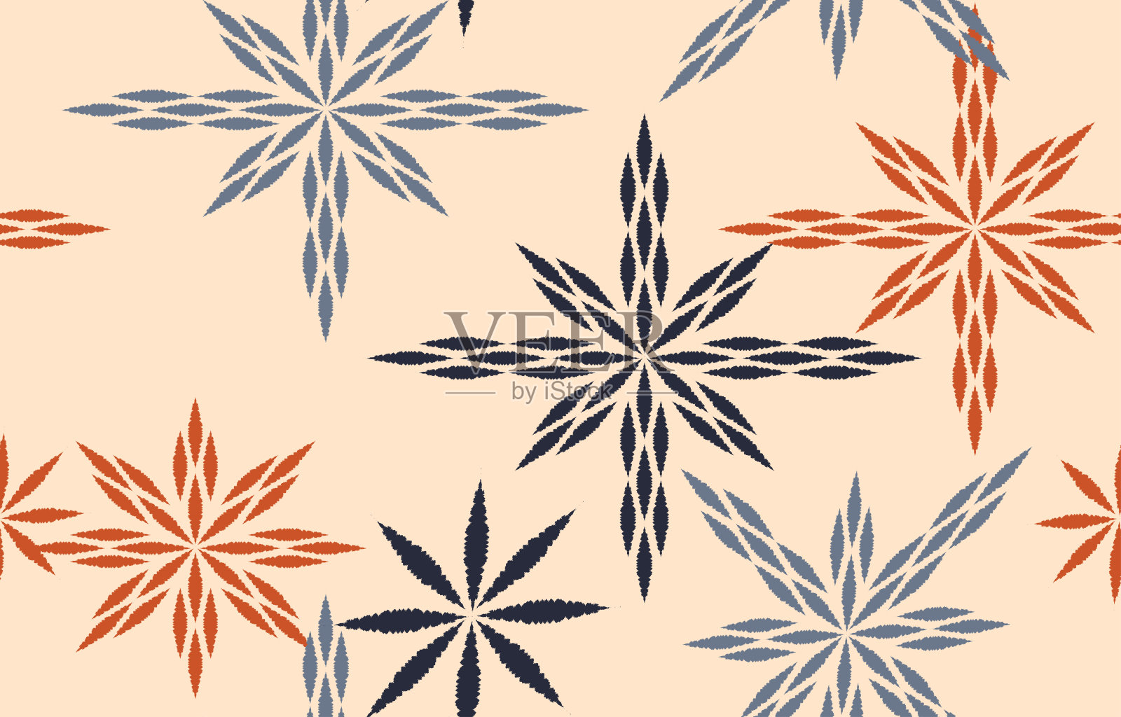 美丽的民族抽象伊卡特艺术。插画图片素材