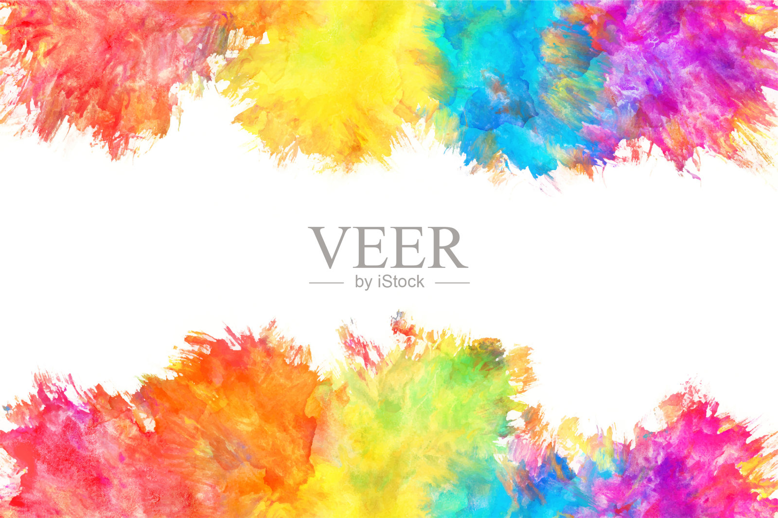 抽象的彩虹颜色飞溅，闪亮的水彩纹理背景，彩色矢量插图插画图片素材