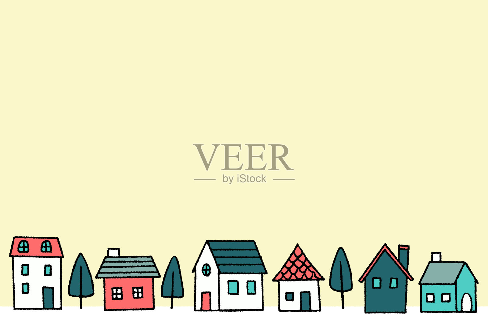 可爱和简单的欧洲风格插图插画图片素材