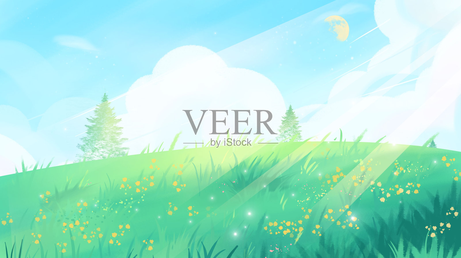 春日郊外插画图片素材