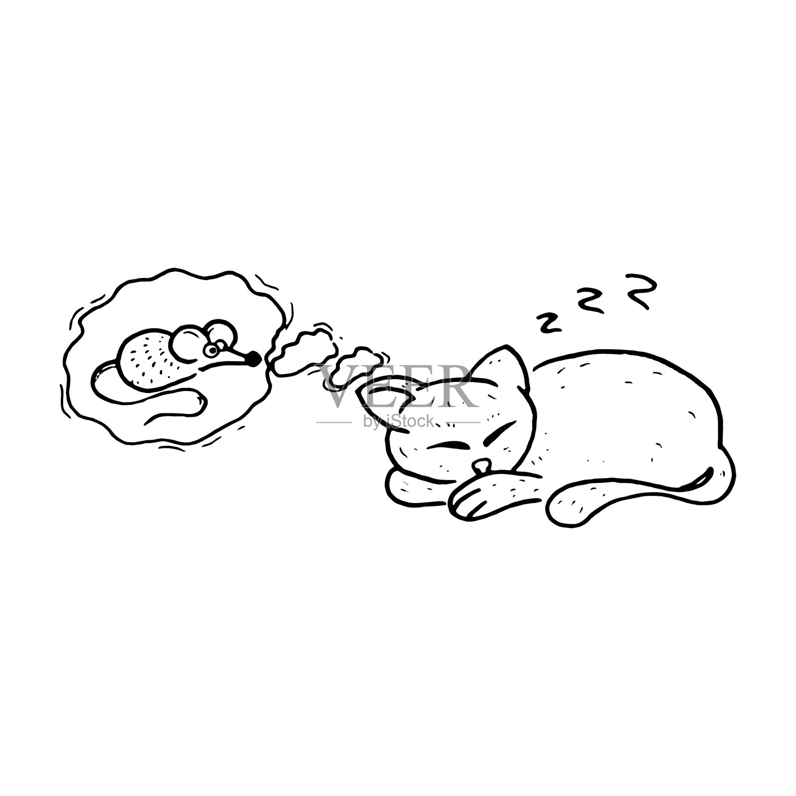 睡觉的猫给小猫画素描设计元素图片