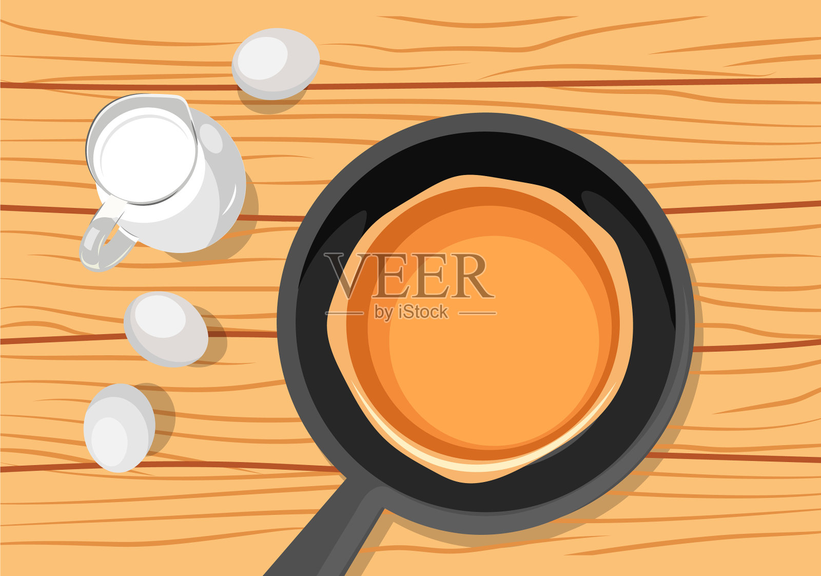 平底锅里的煎饼，用来做早餐插画图片素材