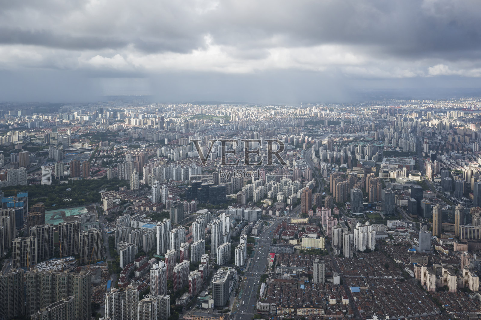 中国上海全景天际线航拍照片照片摄影图片