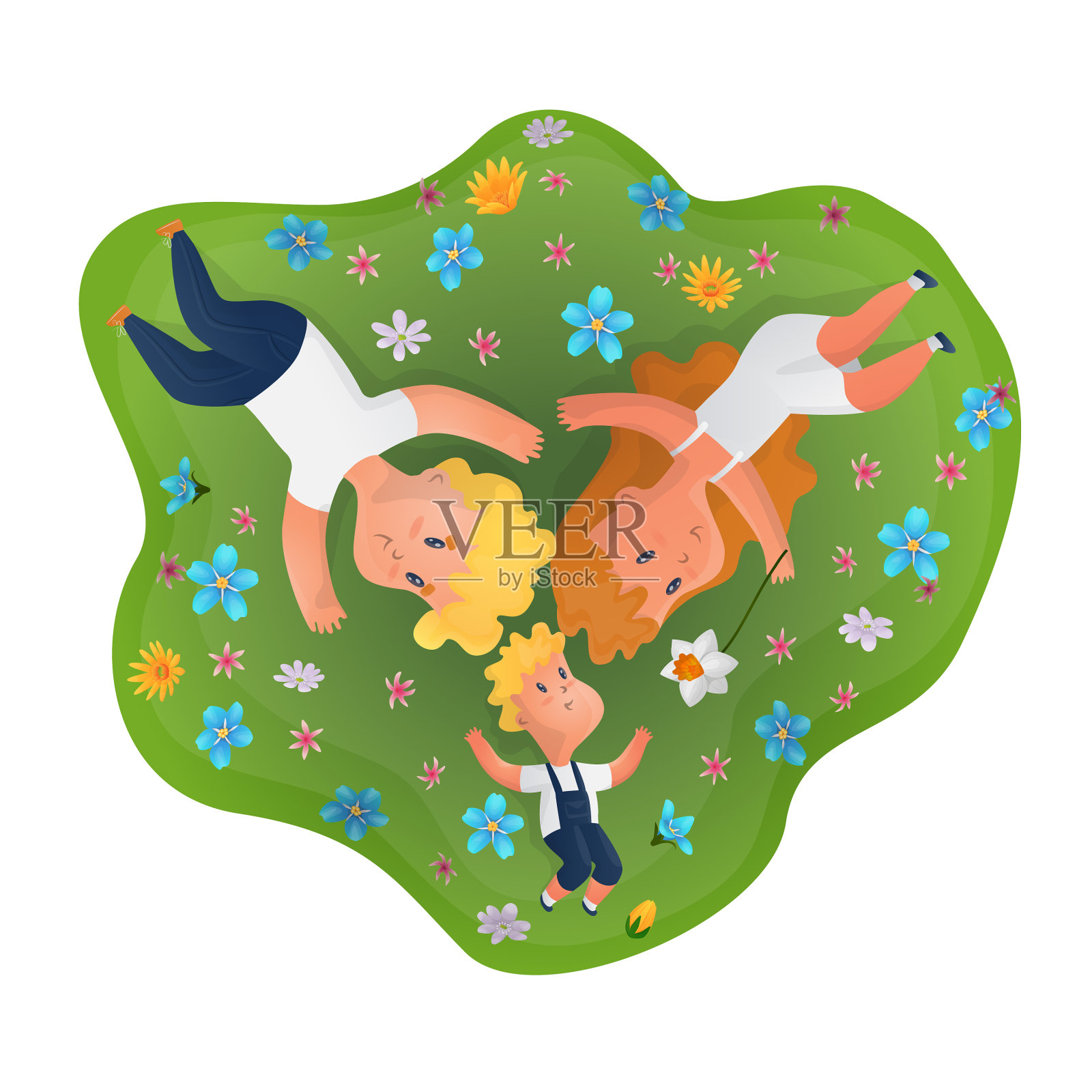 描绘一对夫妇带着孩子的图像设计元素图片