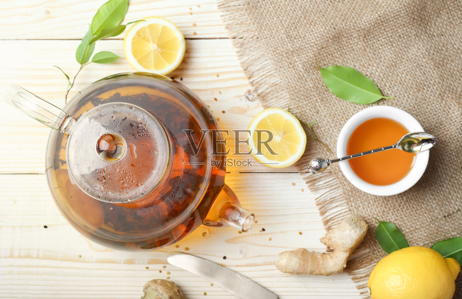 茶，柠檬，蜂蜜和生姜健康营养照片摄影图片