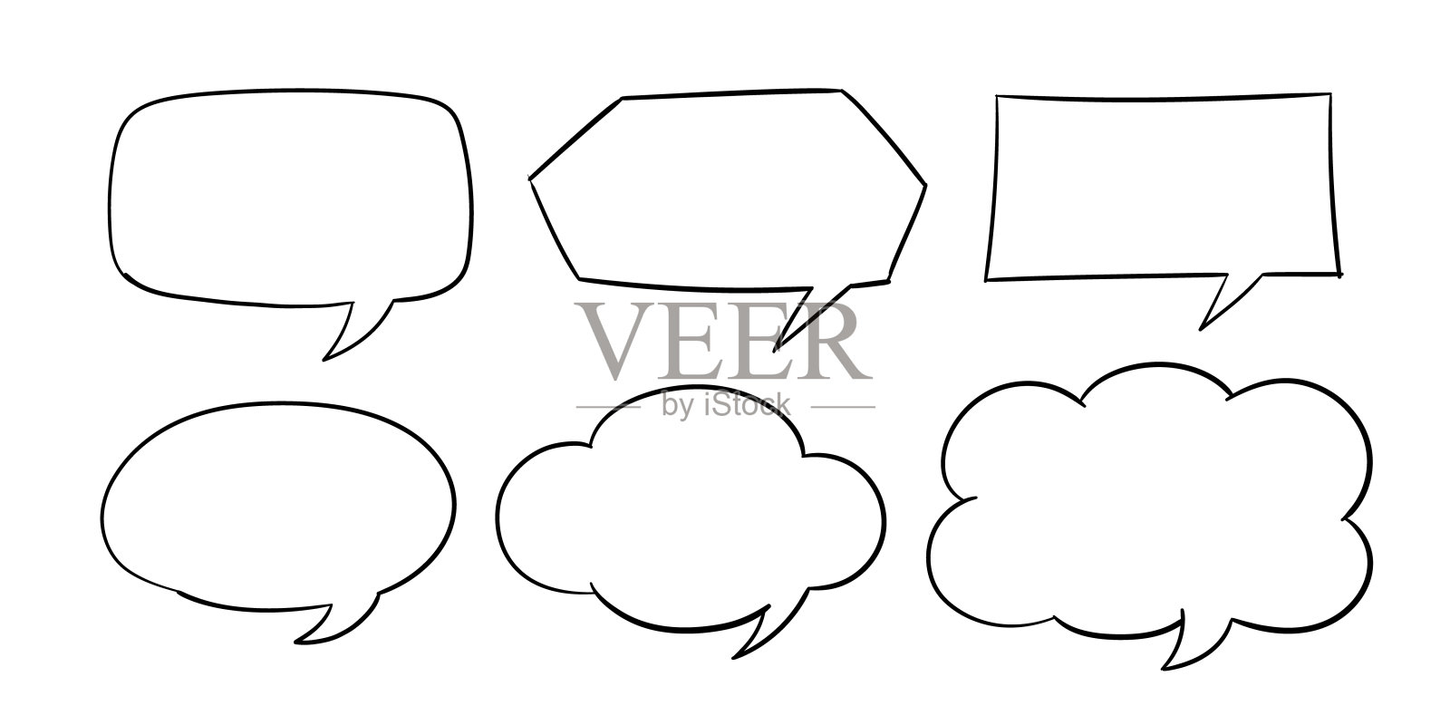 信息交流气泡在可爱的涂鸦风格在白色背景上。矢量插图。插画图片素材