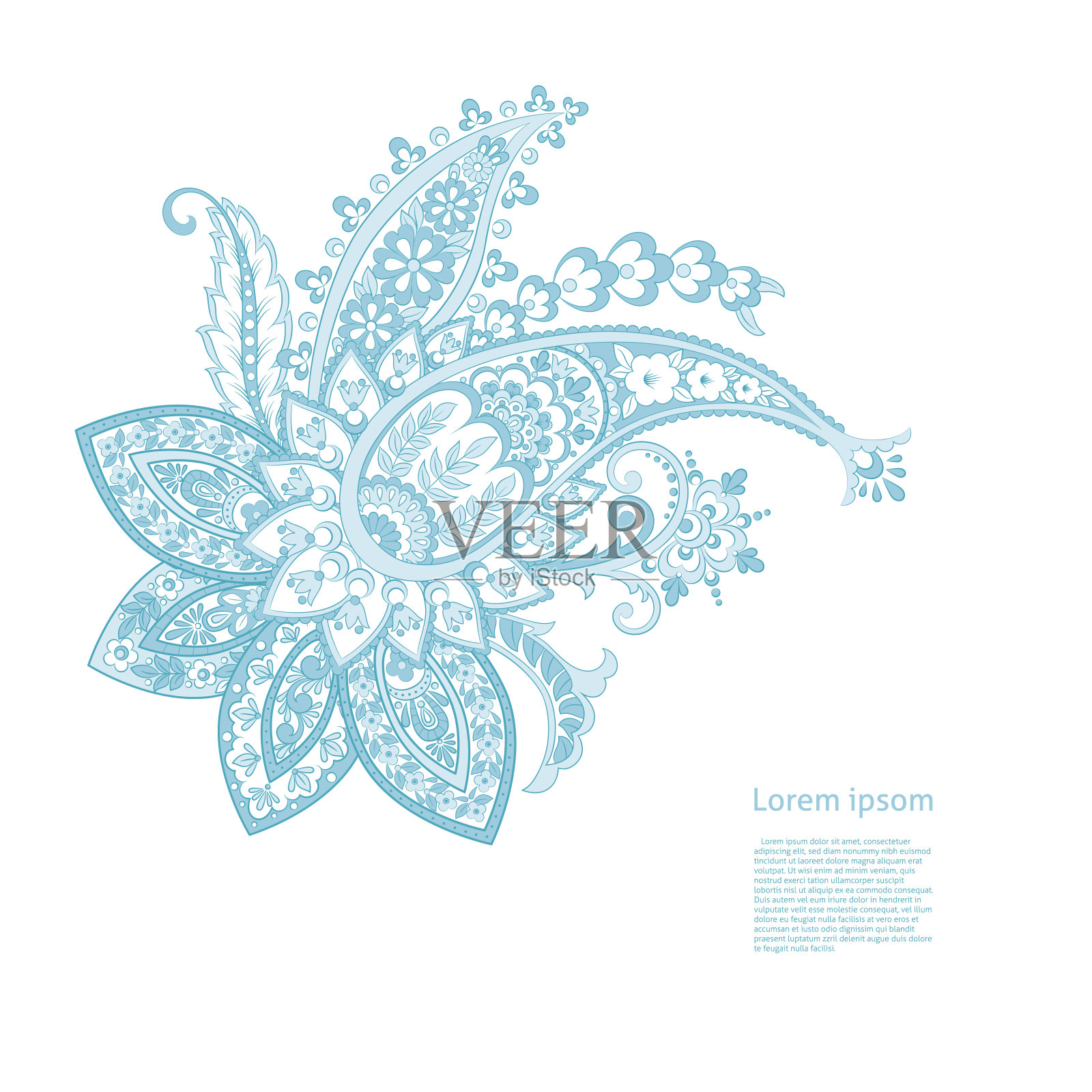 佩斯利彩色矢量装饰。插画图片素材