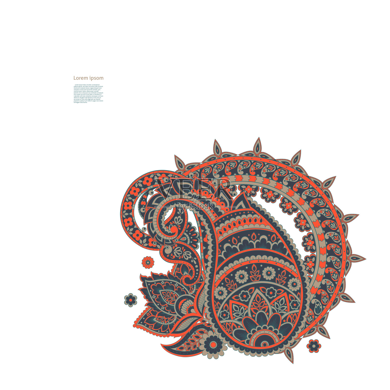 佩斯利矢量模式。孤立的锦缎插图插画图片素材