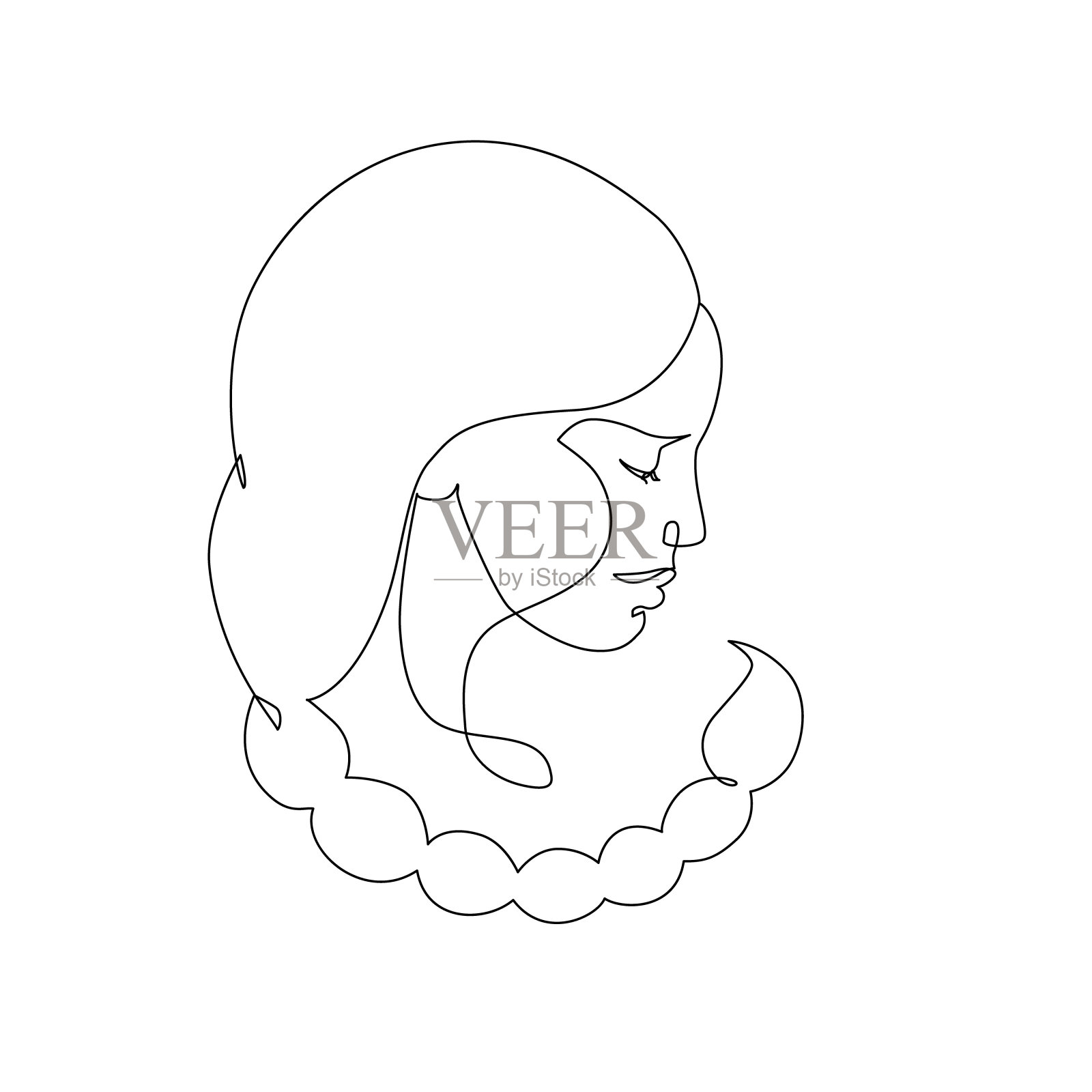 天蝎座女人的星座。美丽的女孩在线艺术风格插画图片素材