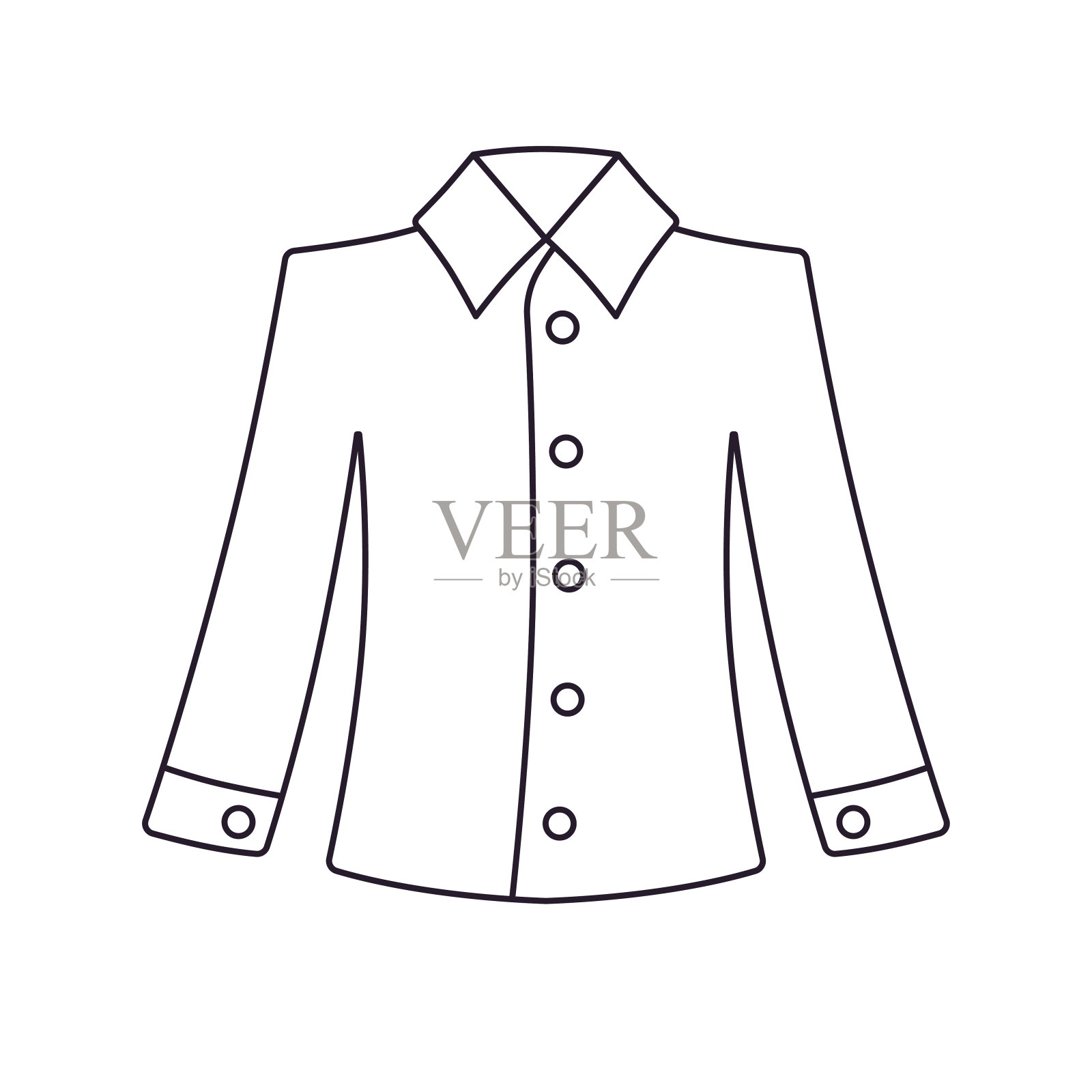 长袖连衣裙衬衫线图标插画图片素材