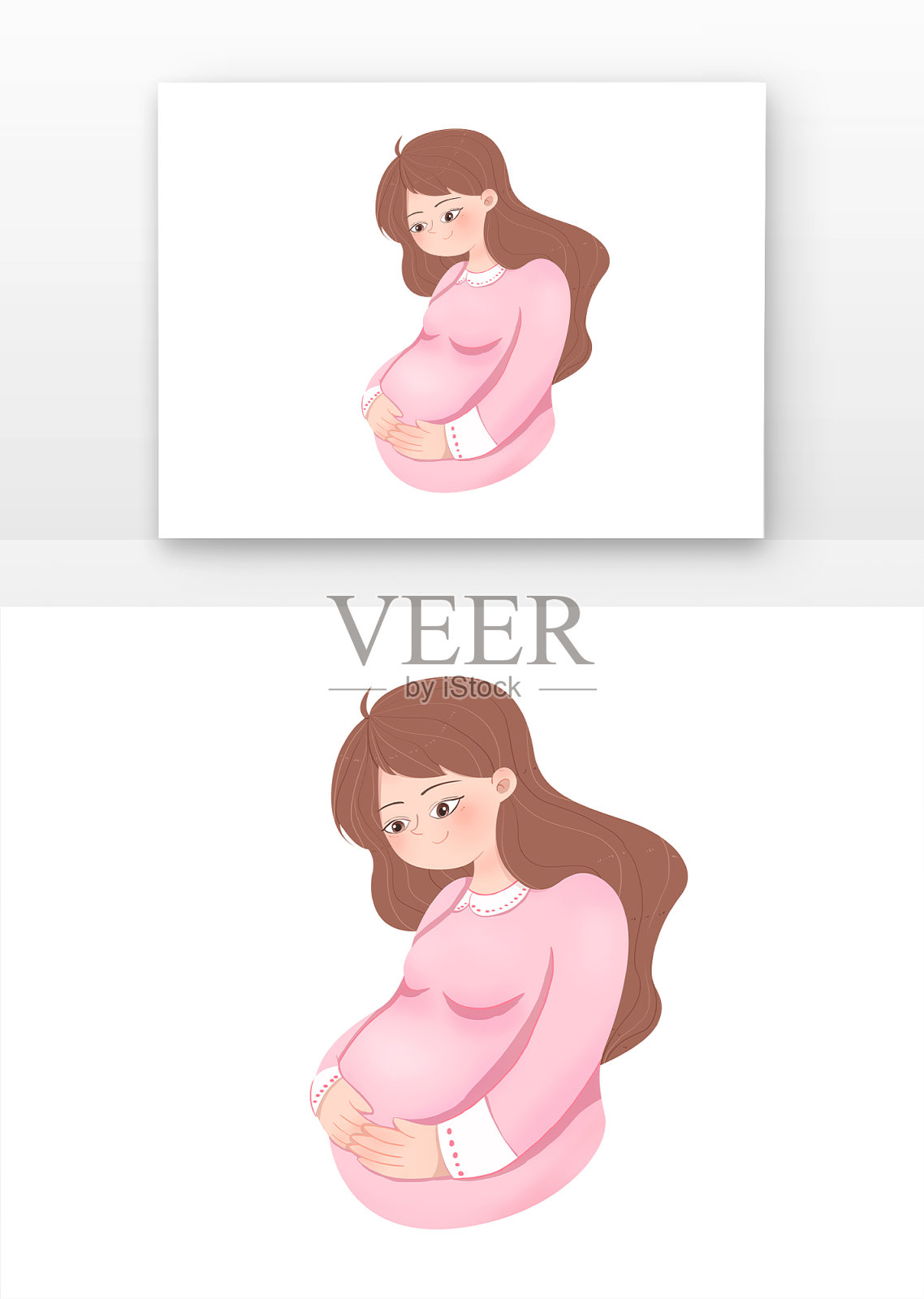 母亲节孕妇温柔看着孕肚图设计元素图片