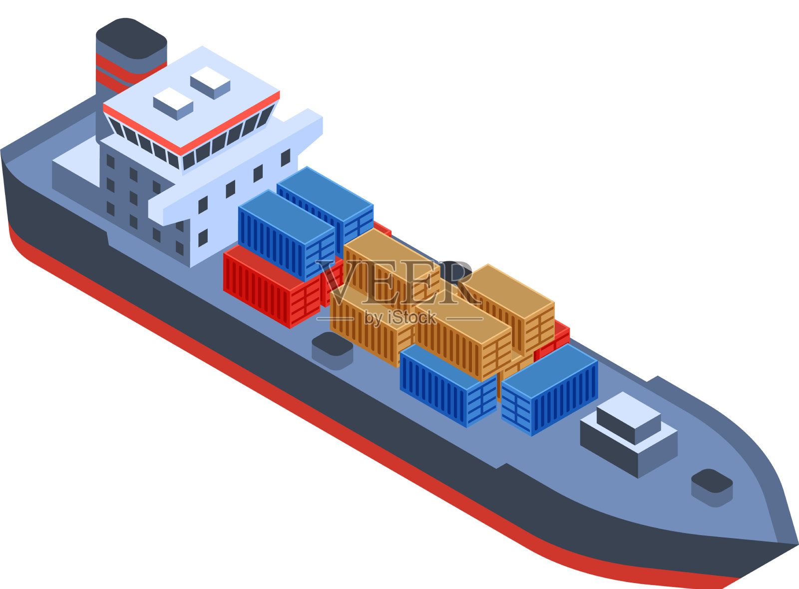 货船等距组成设计元素图片