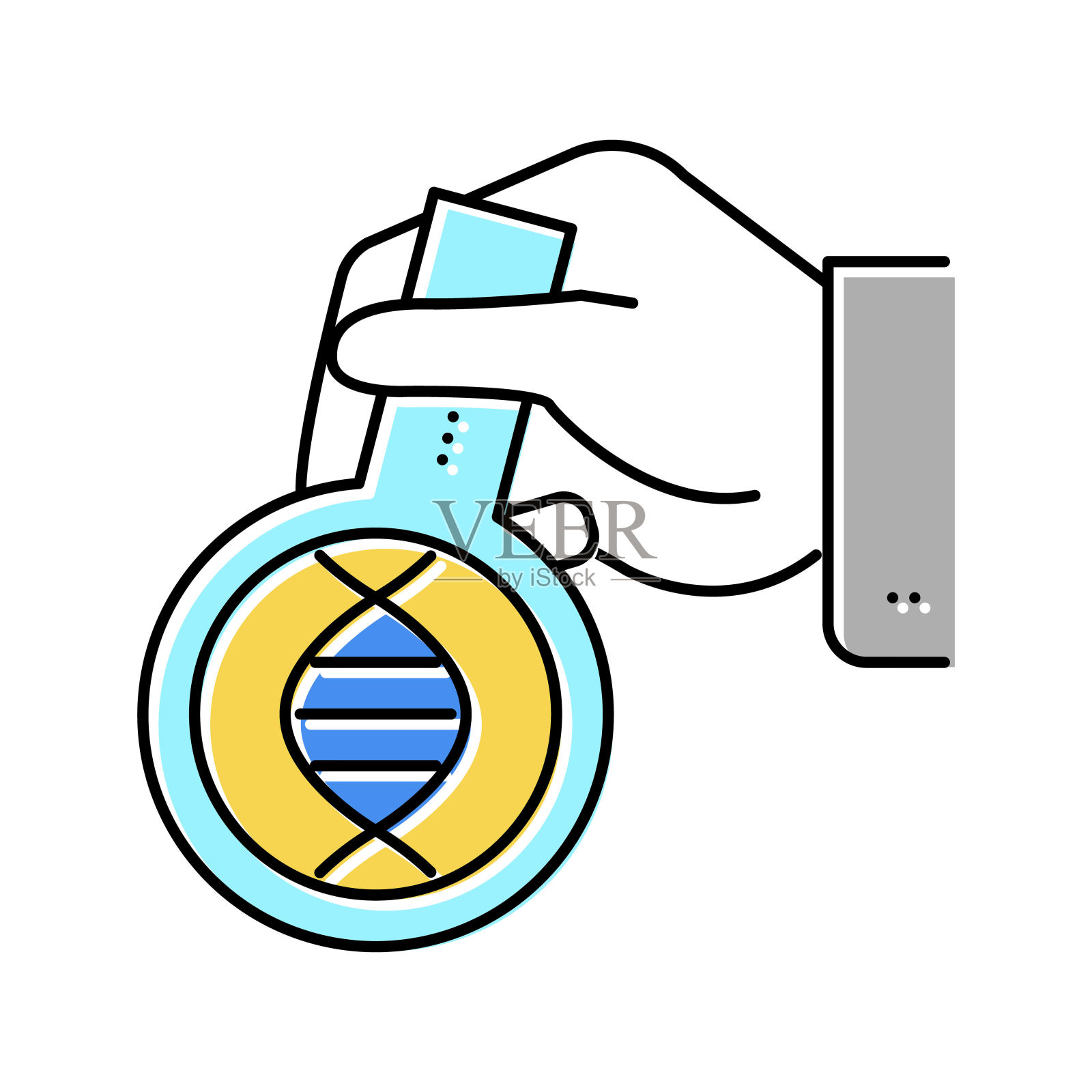 实验室研究遗传分子颜色图标矢量插图插画图片素材