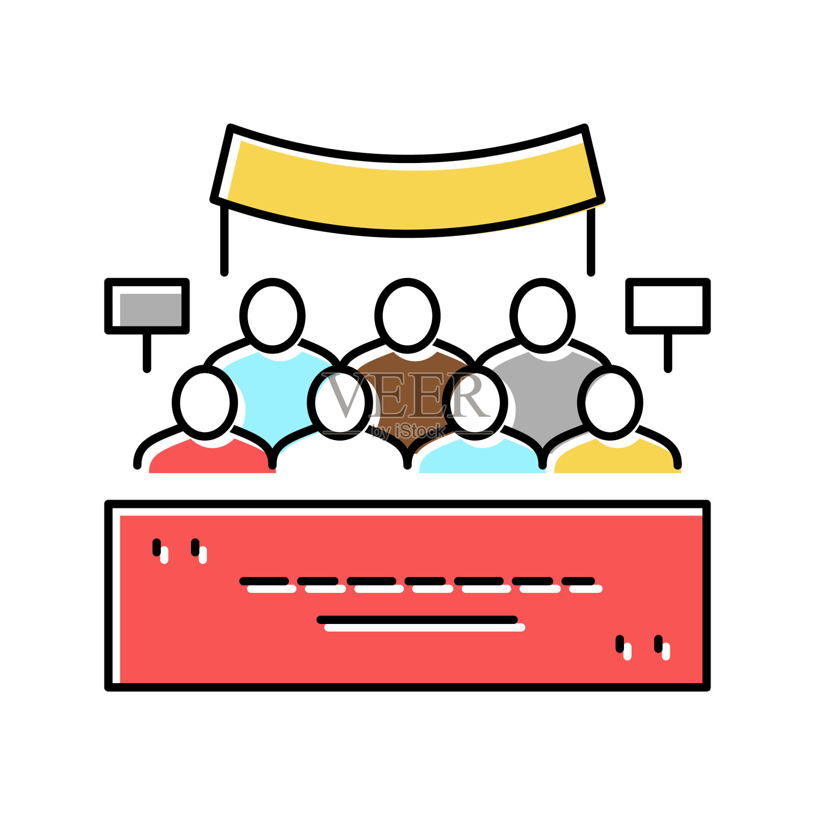 会议难民彩色图标矢量插图插画图片素材