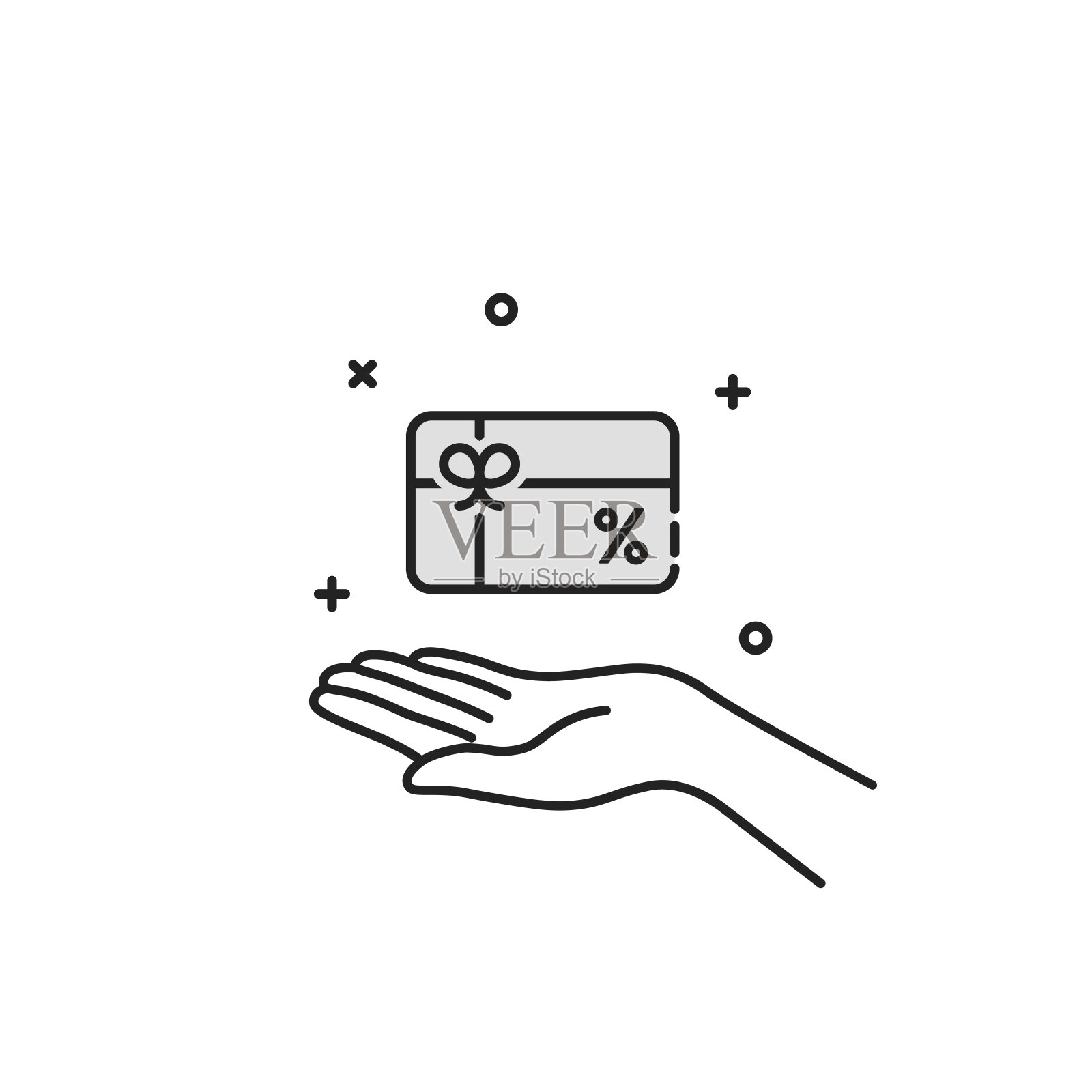 细线手握忠诚卡插画图片素材