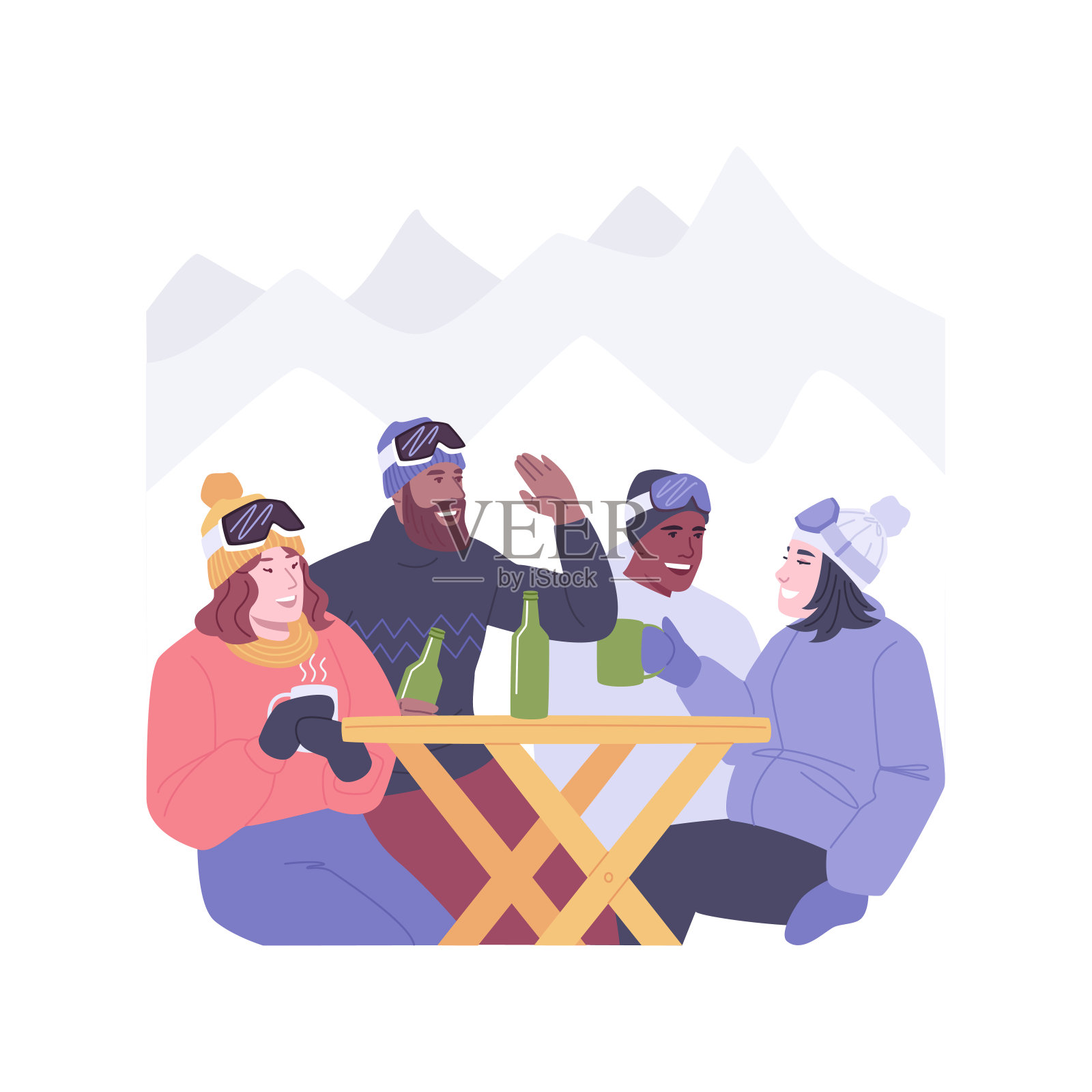 冷后骑孤立的卡通矢量插图。插画图片素材